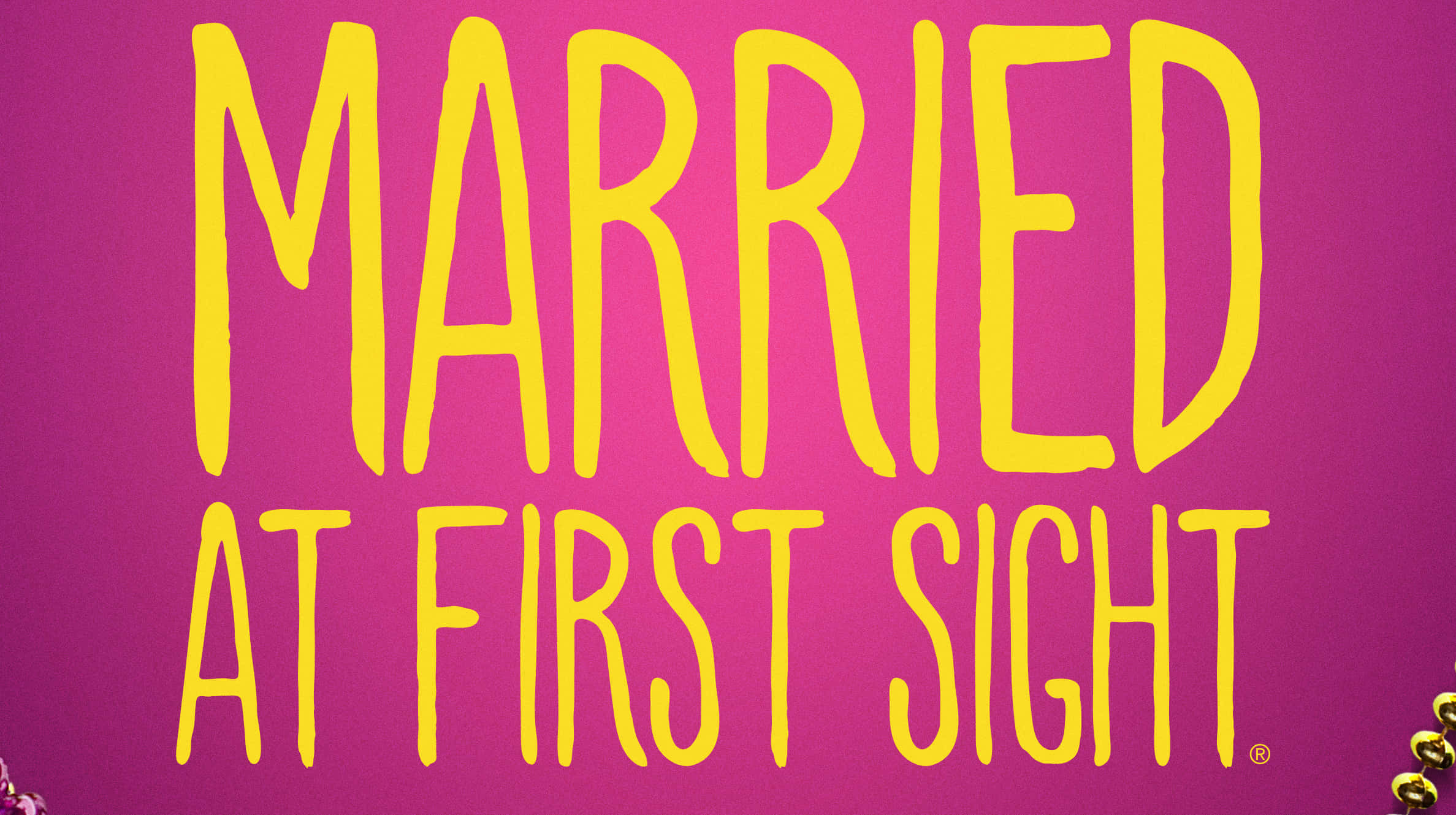 Married At First Sight Australia, vibrant magenta, bold yellow text, Full HD Desktop Wallpaper