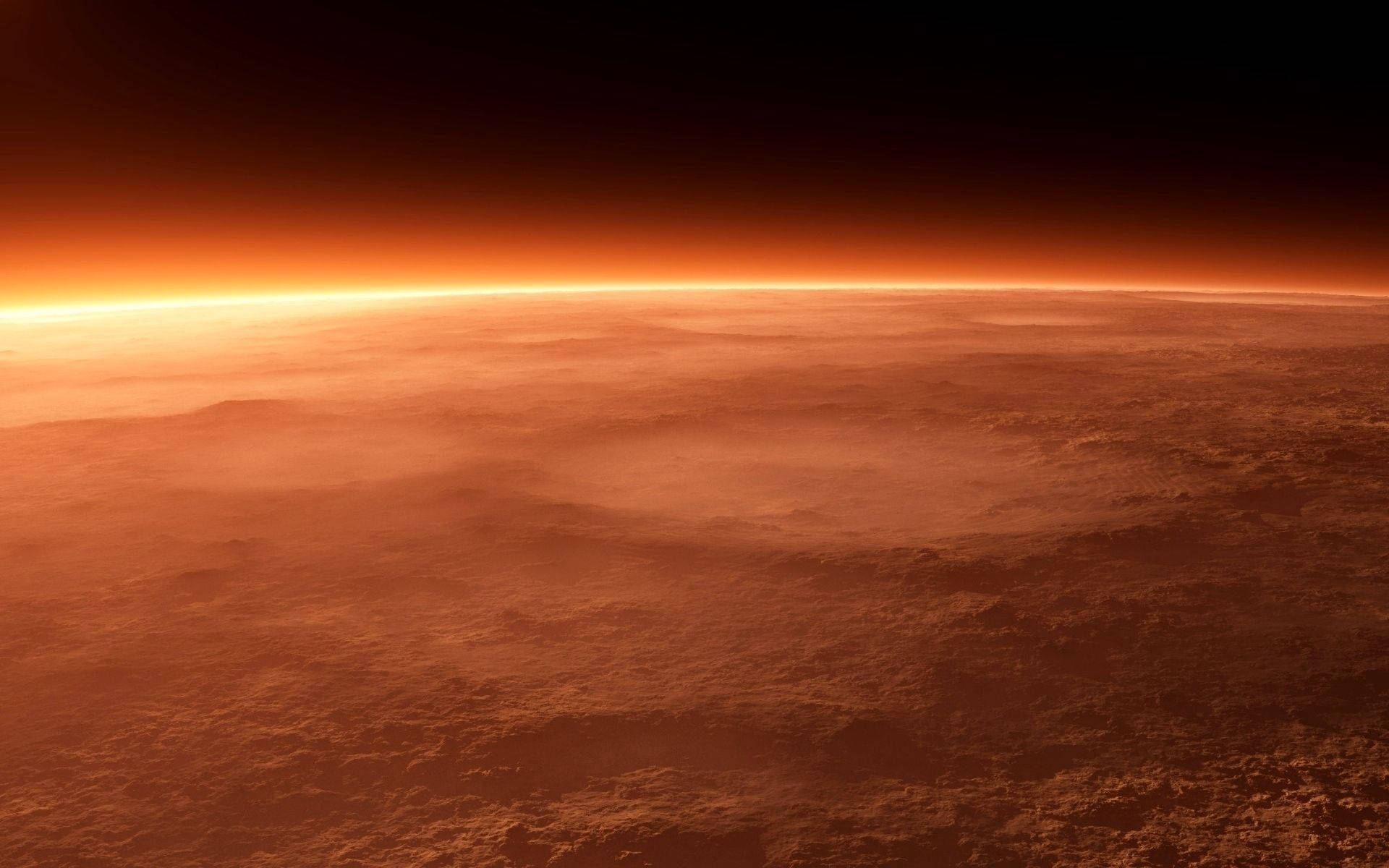 Mars, sunset, orange horizon, Full HD Desktop Wallpaper