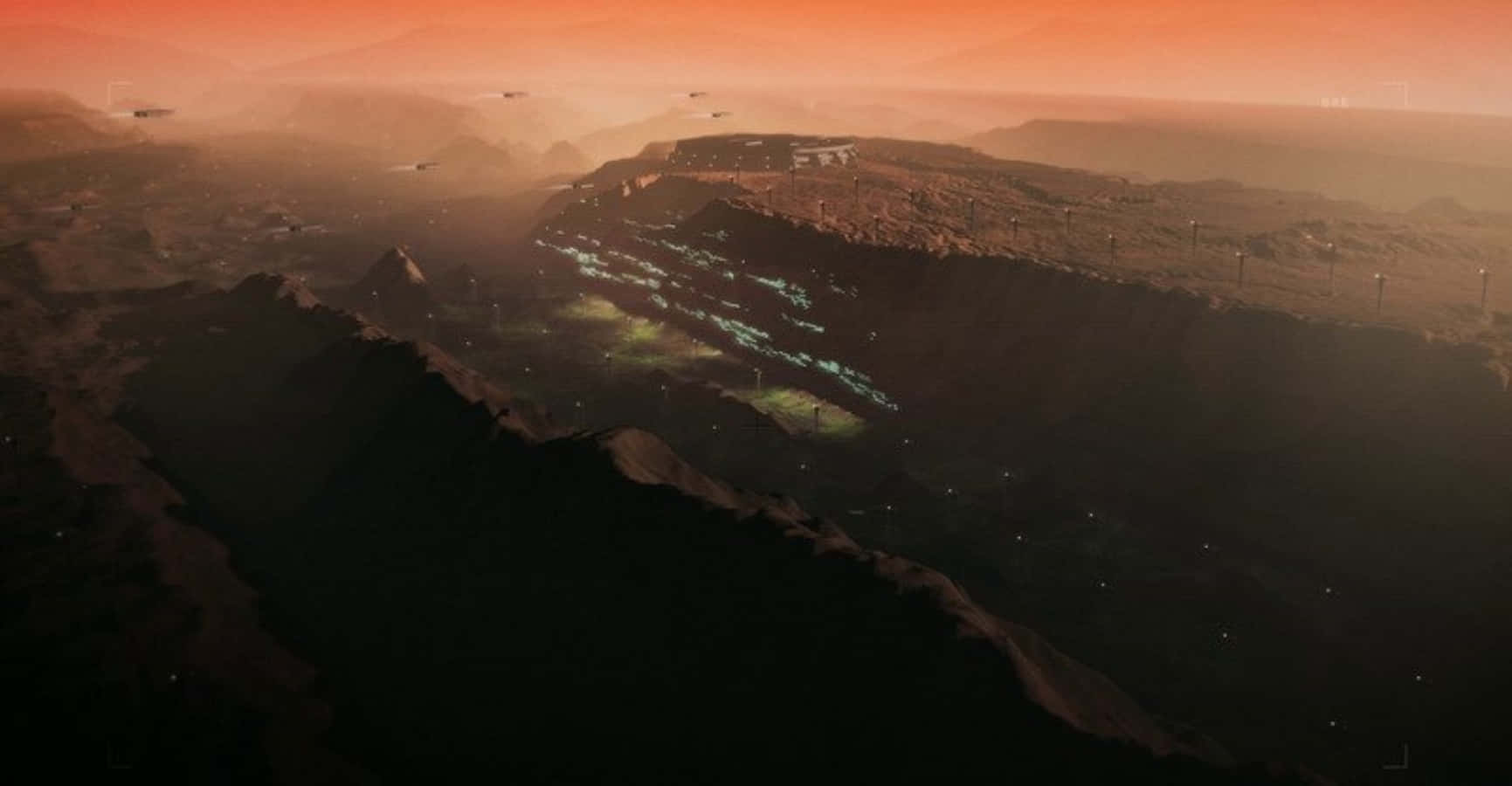 Terraforming, Mars, blue lights, HD Desktop Wallpaper