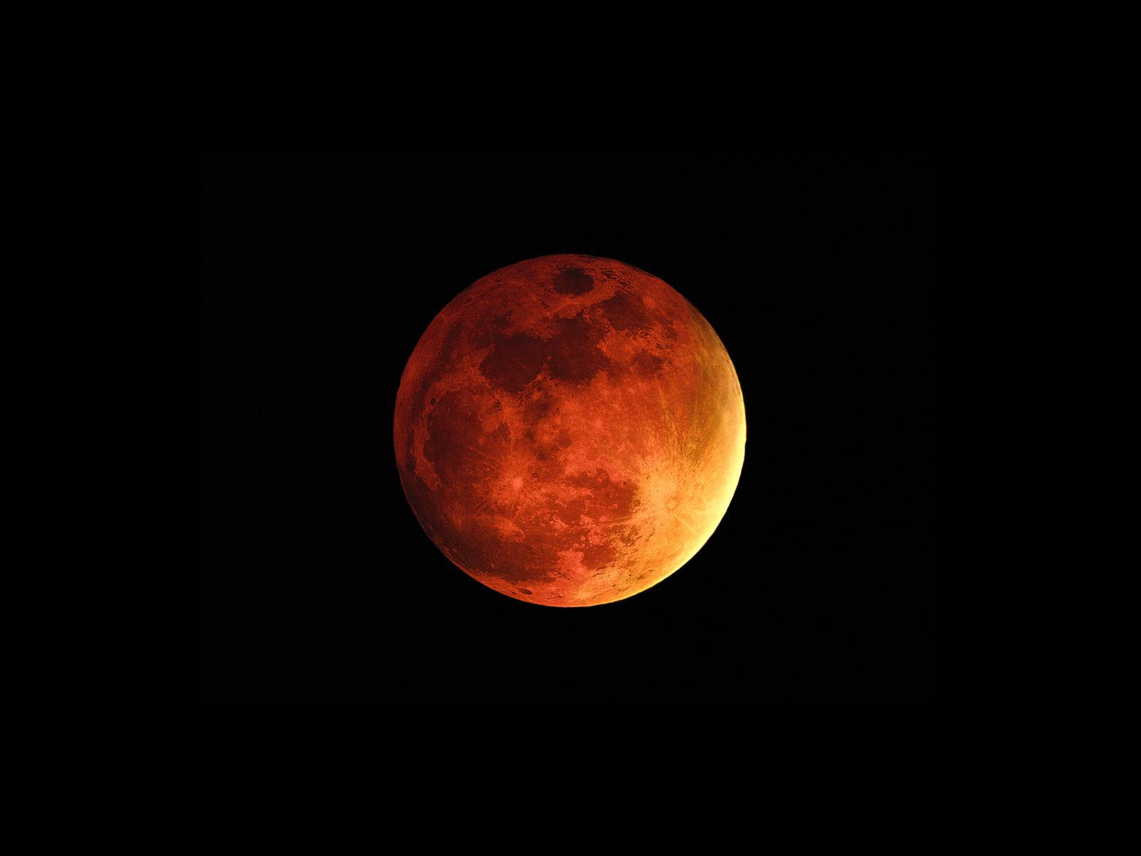 blood red moon, pitch black sky, total lunar eclipse, HD Desktop Wallpaper