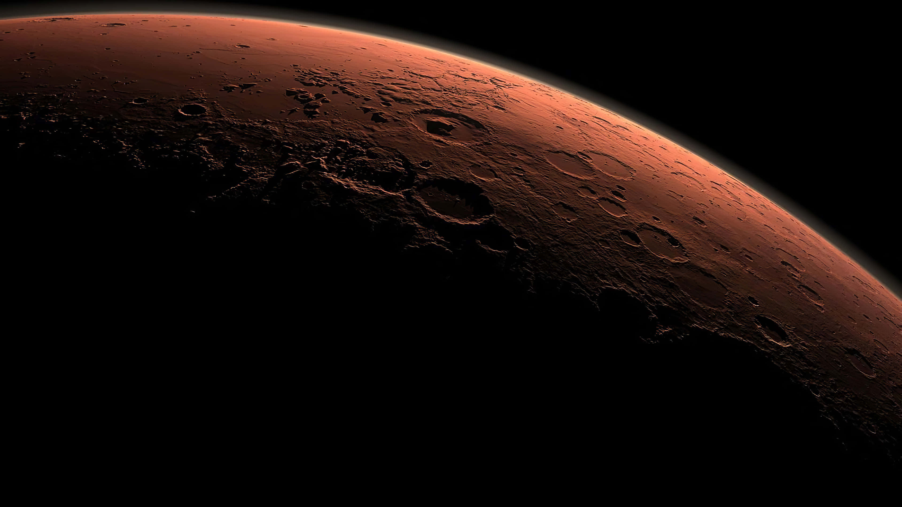 Mars, crescent, rust colored surface, 4K Desktop Wallpaper