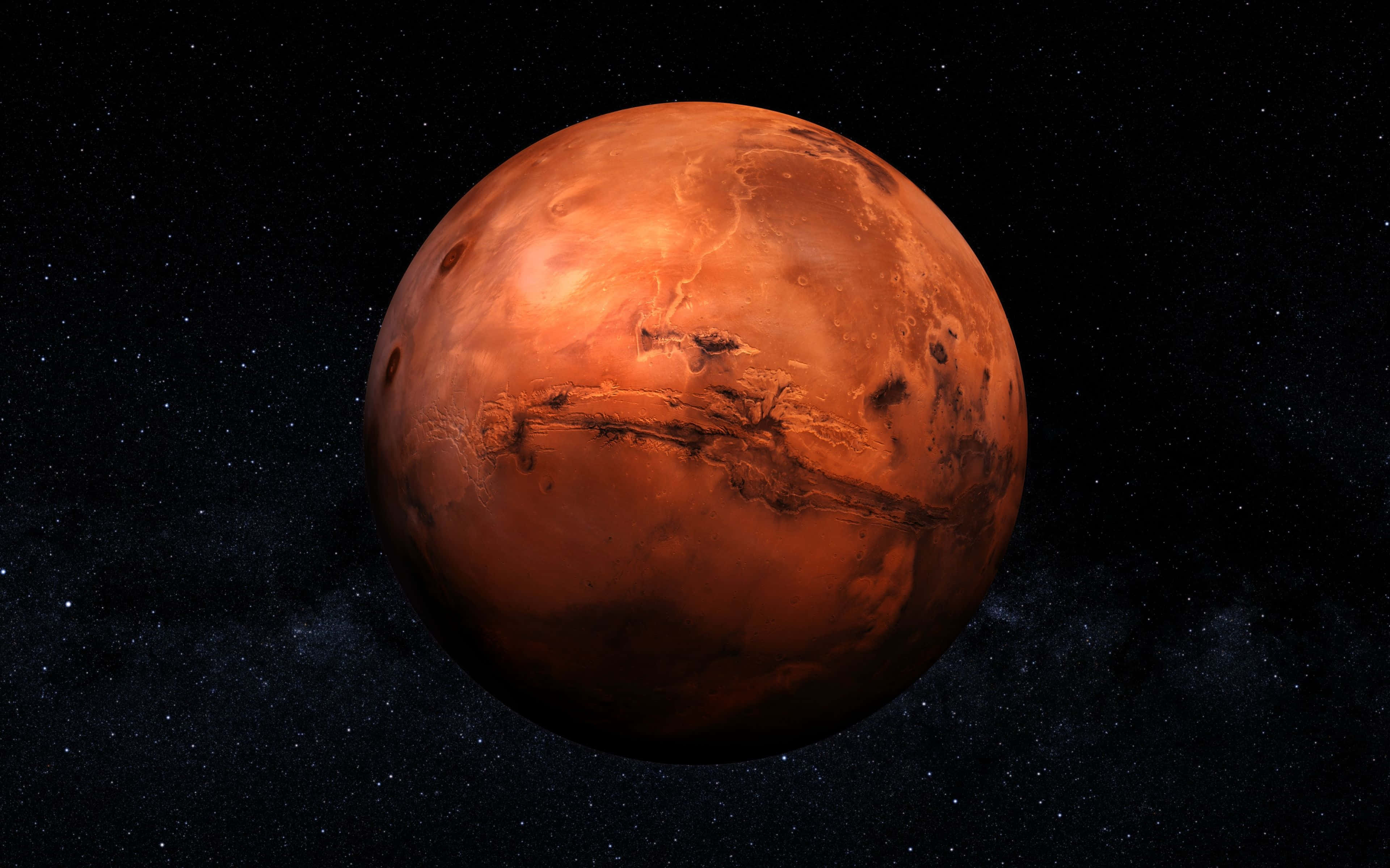 Mars, red planet Mars, starry cosmic backdrop, 4K Desktop Wallpaper