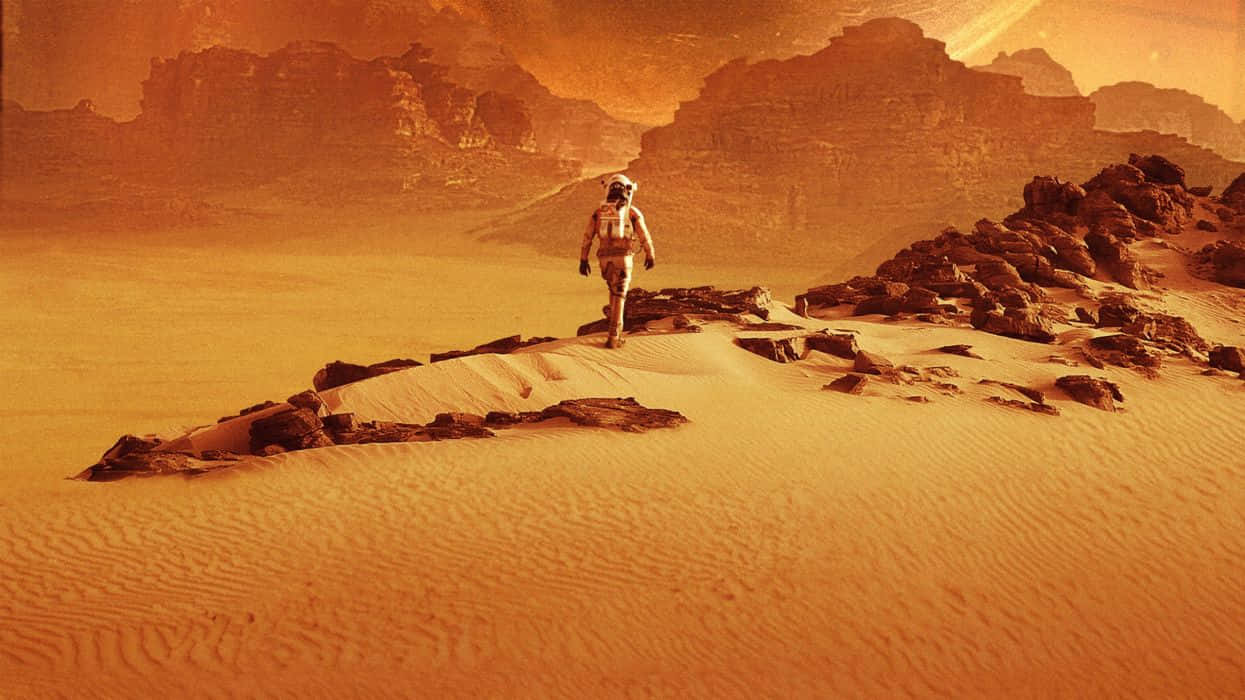 Mars, astronaut, orange desert, SD Desktop Wallpaper