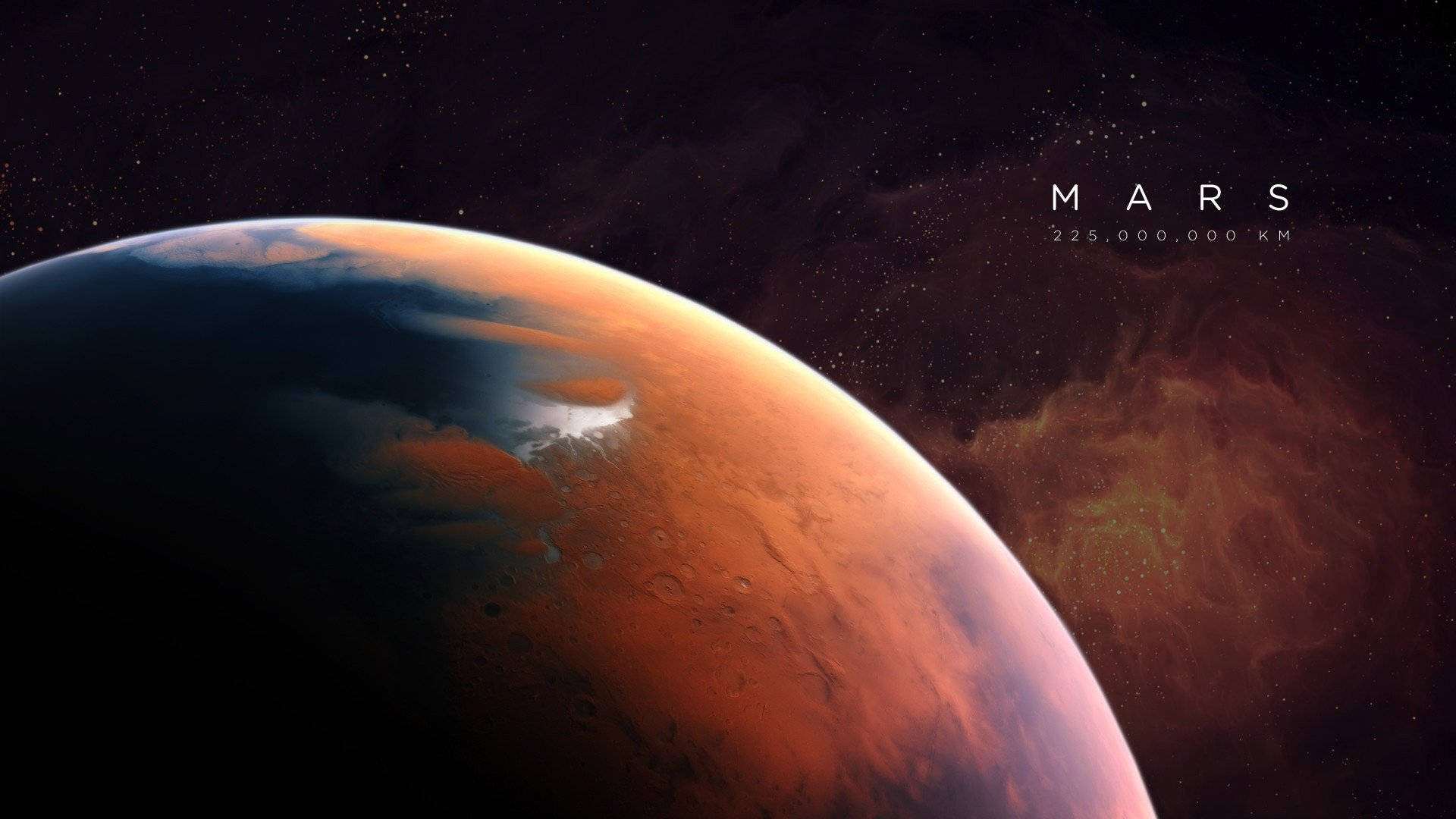 Mars, planetarium, swirling clouds, Full HD Desktop Wallpaper