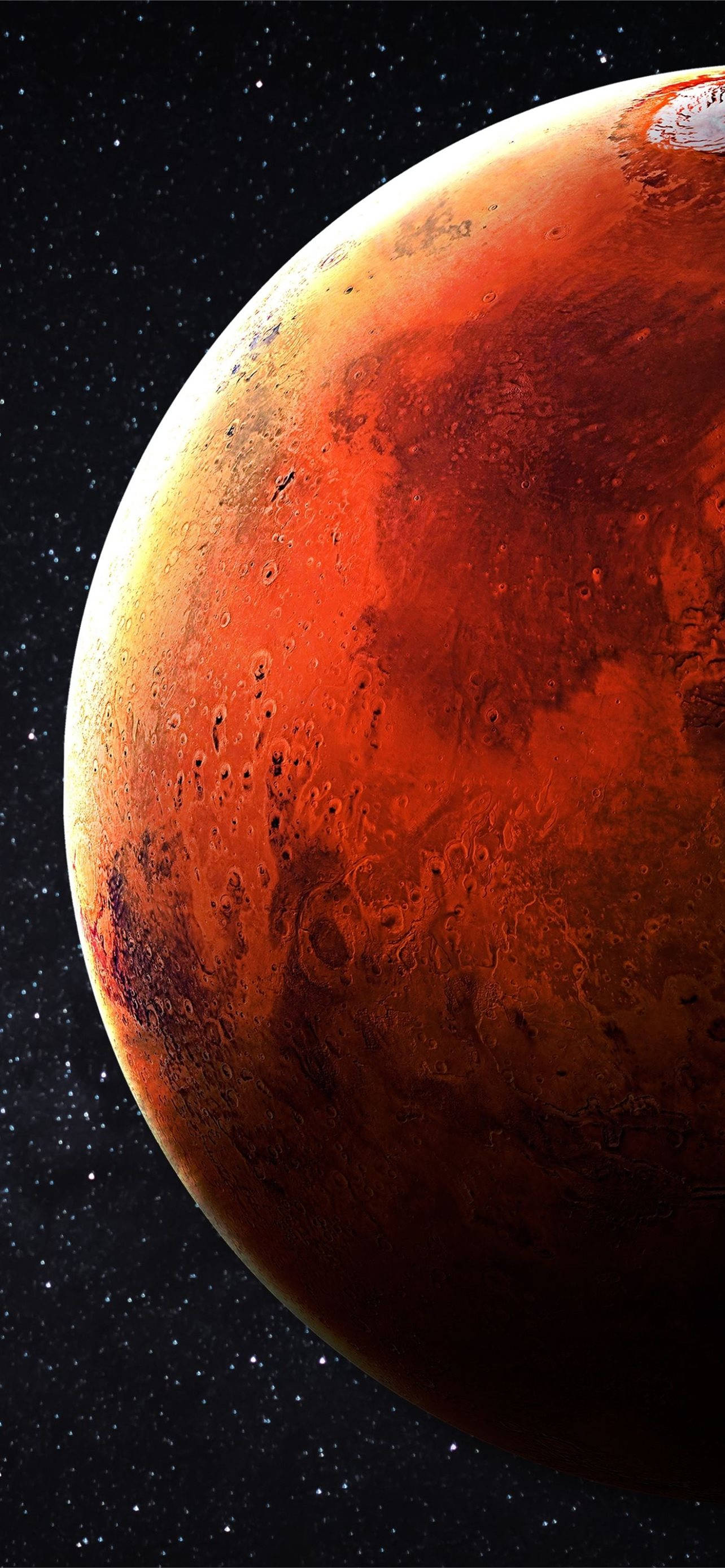 Mars, red-orange, stars, 2K Phone Wallpaper