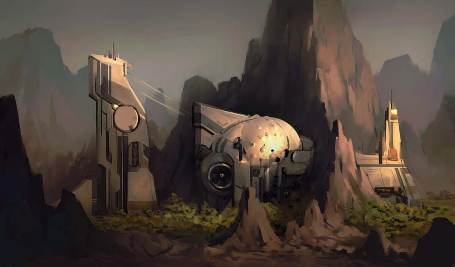 Mars, terraforming, weathered spaceship, HD Desktop Wallpaper
