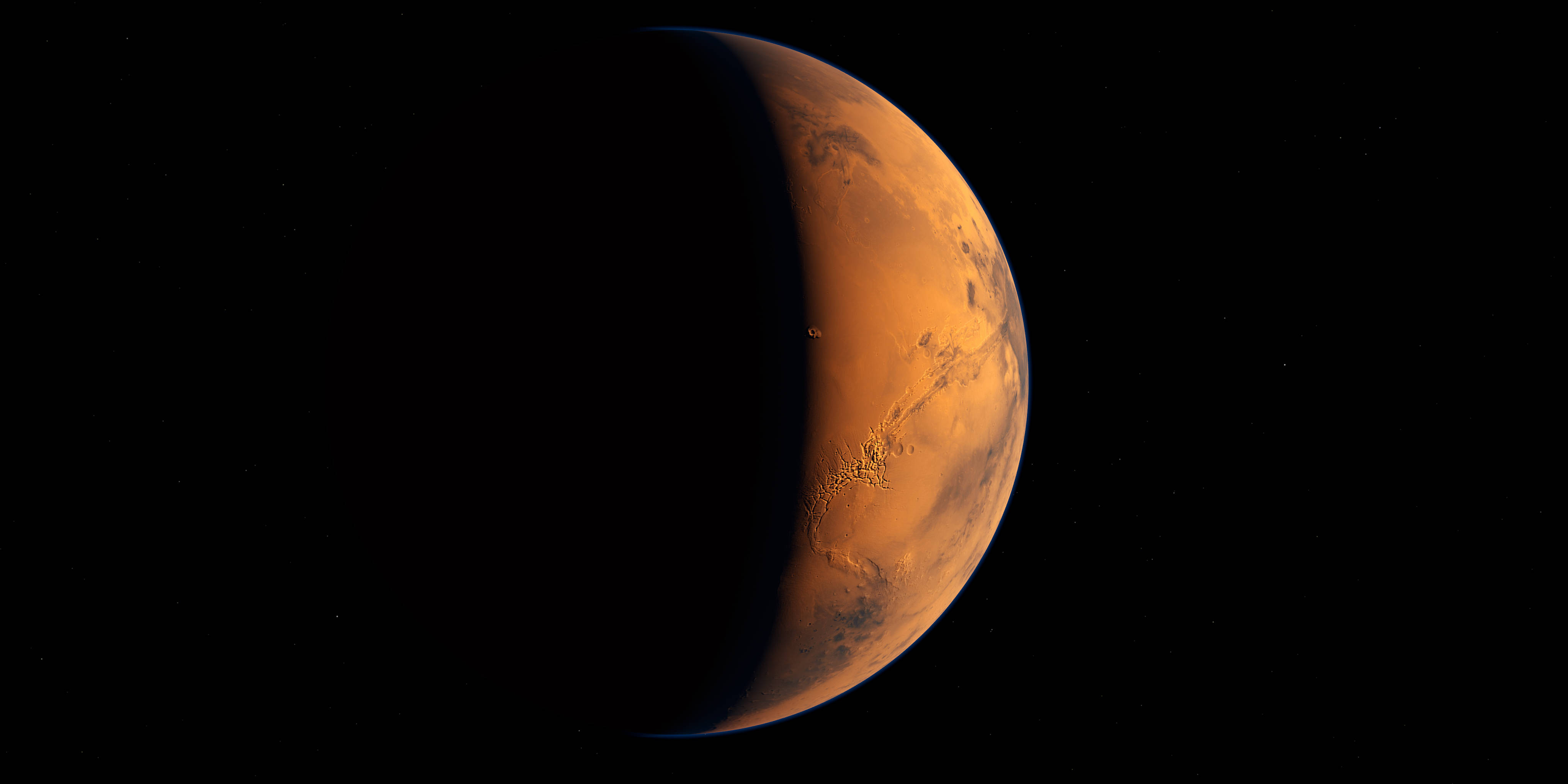 Mars, crescent view, orange, 4K Desktop Wallpaper