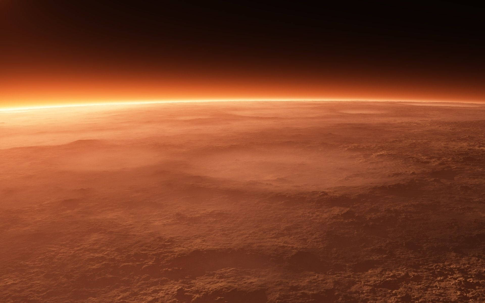 Mars, rusty surface, warm orange light, Full HD Desktop Wallpaper