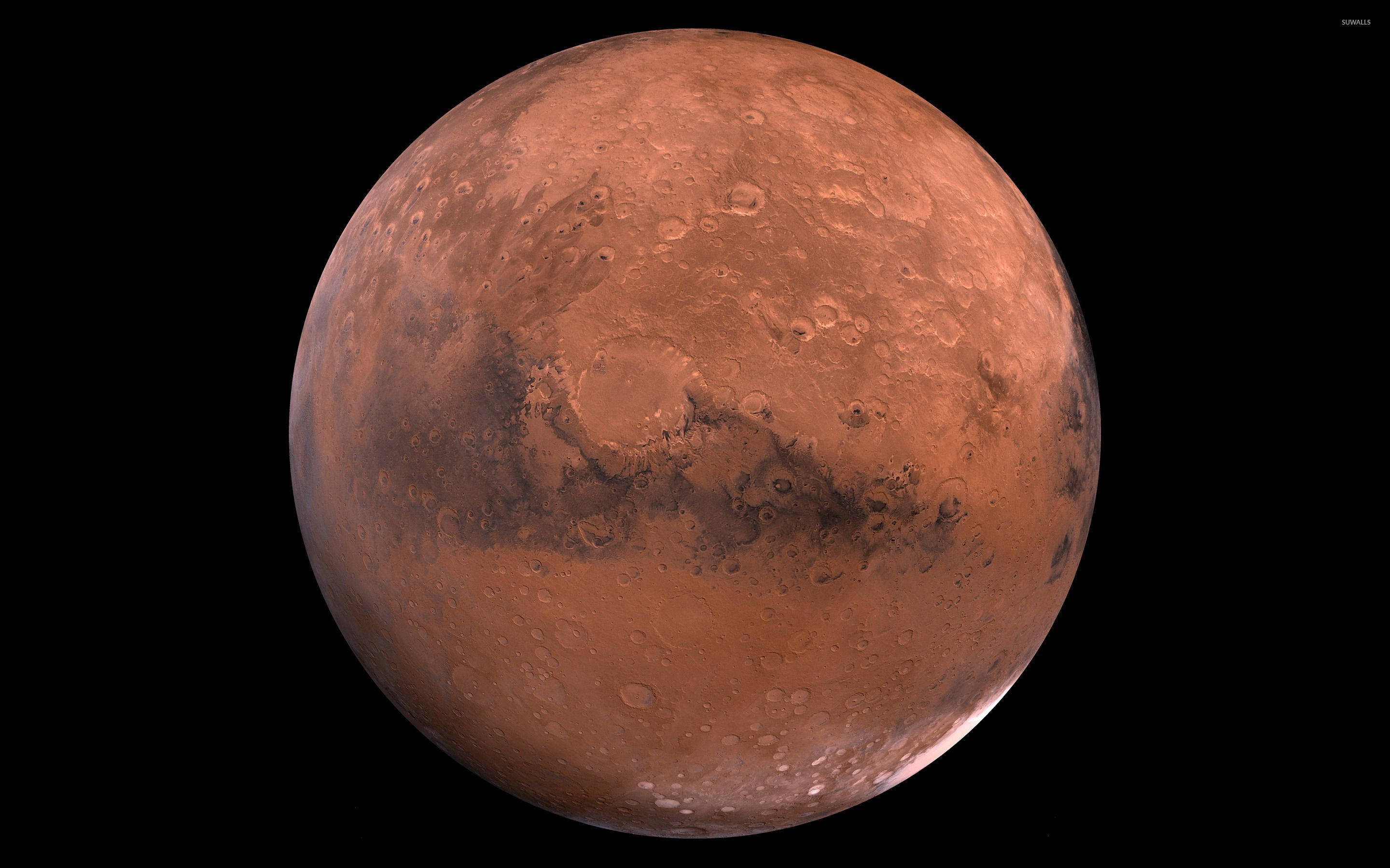 Mars, rusty orange surface, craters, 2K Desktop Wallpaper