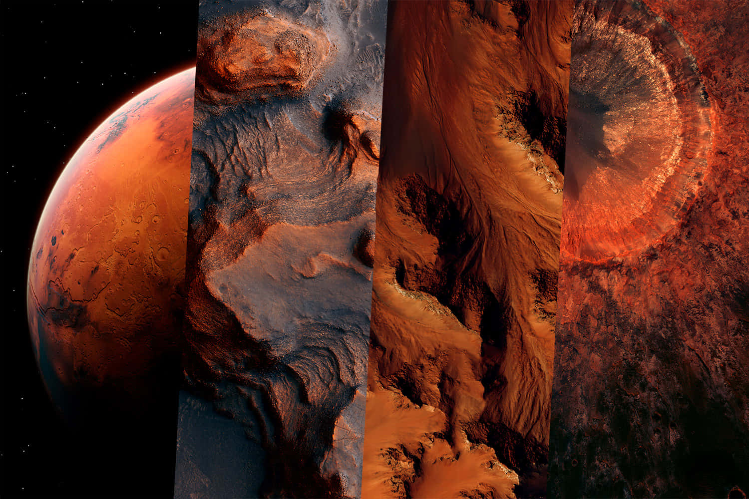 Mars, rusty red planet, canyons, HD Desktop Wallpaper