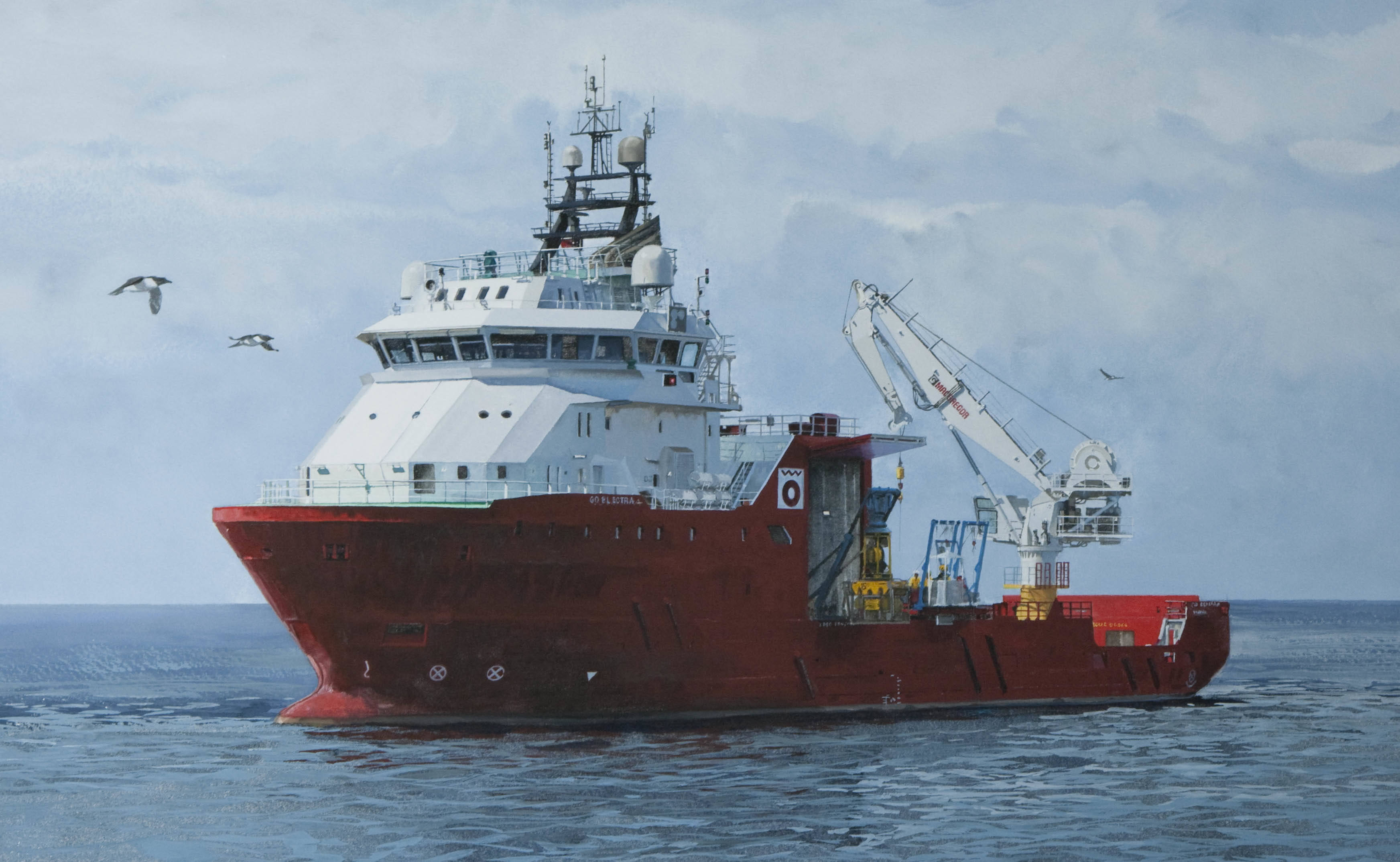 Marshall Islands, red and white research vessel, open ocean, 2K Desktop Wallpaper