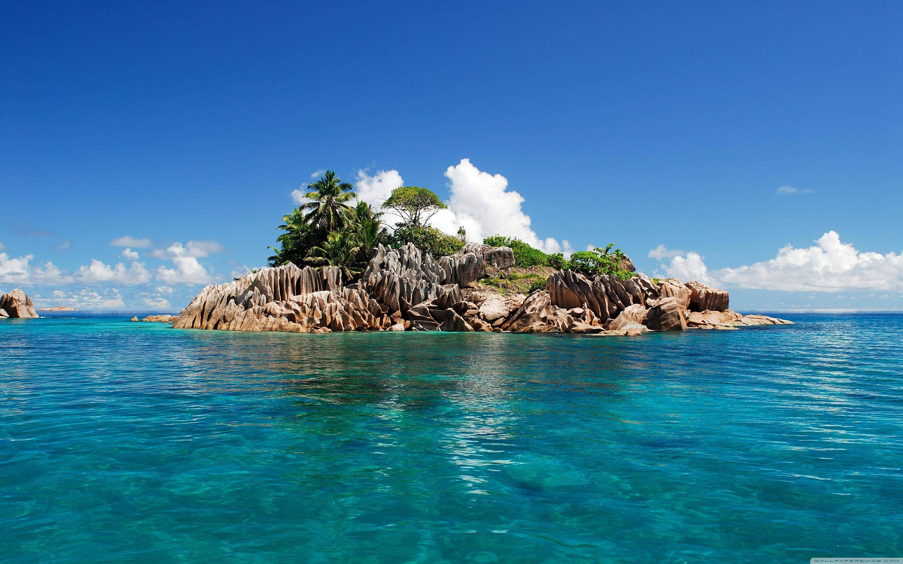 Marshall Islands, turquoise lagoon, rocky island, 4K Desktop Wallpaper