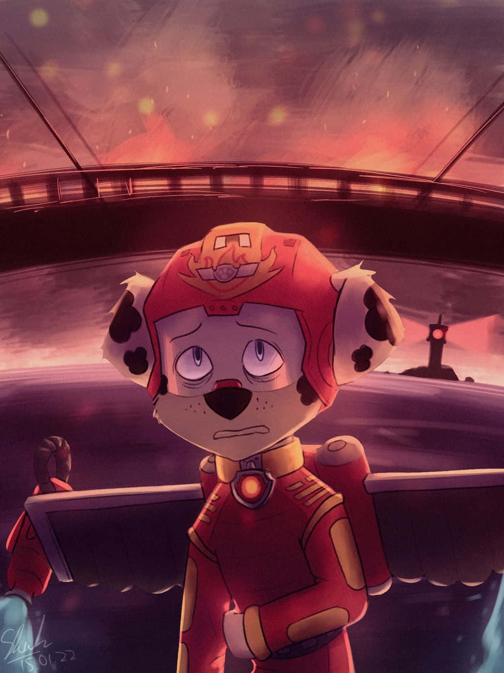 Marshall Paw Patrol, red gear, fire rescue dog, HD Phone Wallpaper