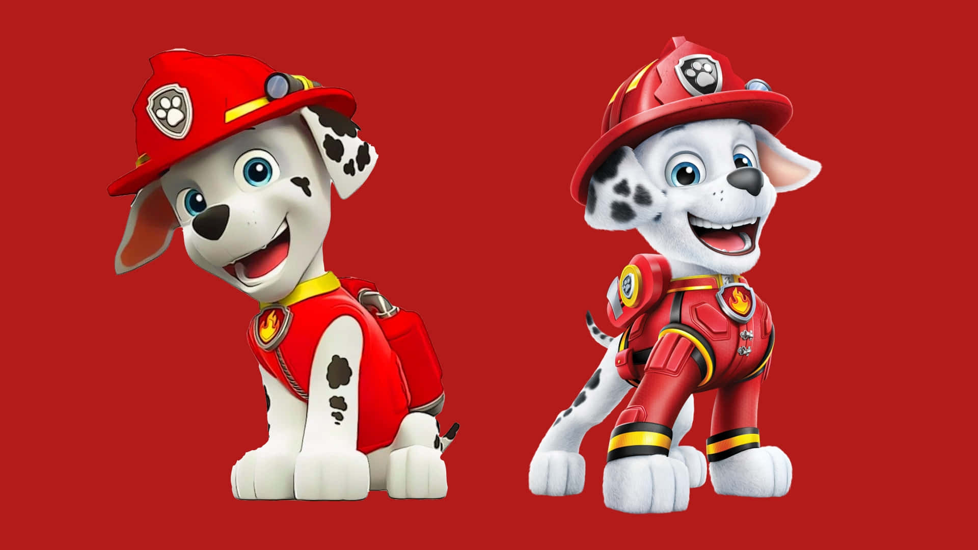 Marshall Paw Patrol, Dalmatian puppies, red firefighter gear, Full HD Desktop Wallpaper