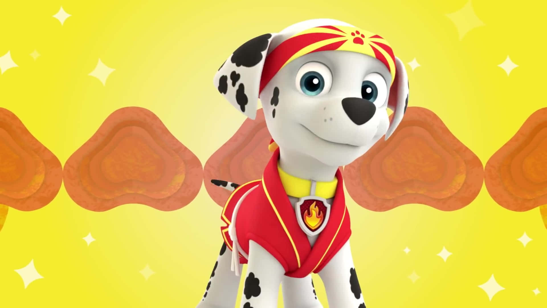 Marshall Paw Patrol, Dalmatian puppy, red firefighter uniform, Full HD Desktop Wallpaper