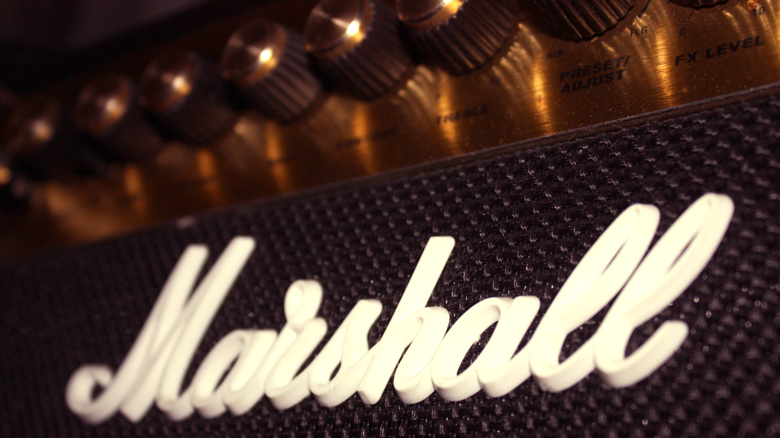 Marshall, guitar amp, glowing knobs, 2K Desktop Wallpaper