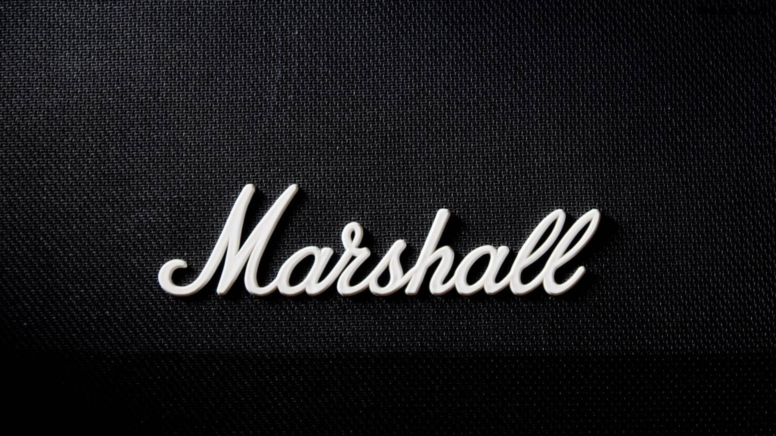 Marshall, black mesh screen, white cursive lettering, 2K Desktop Wallpaper