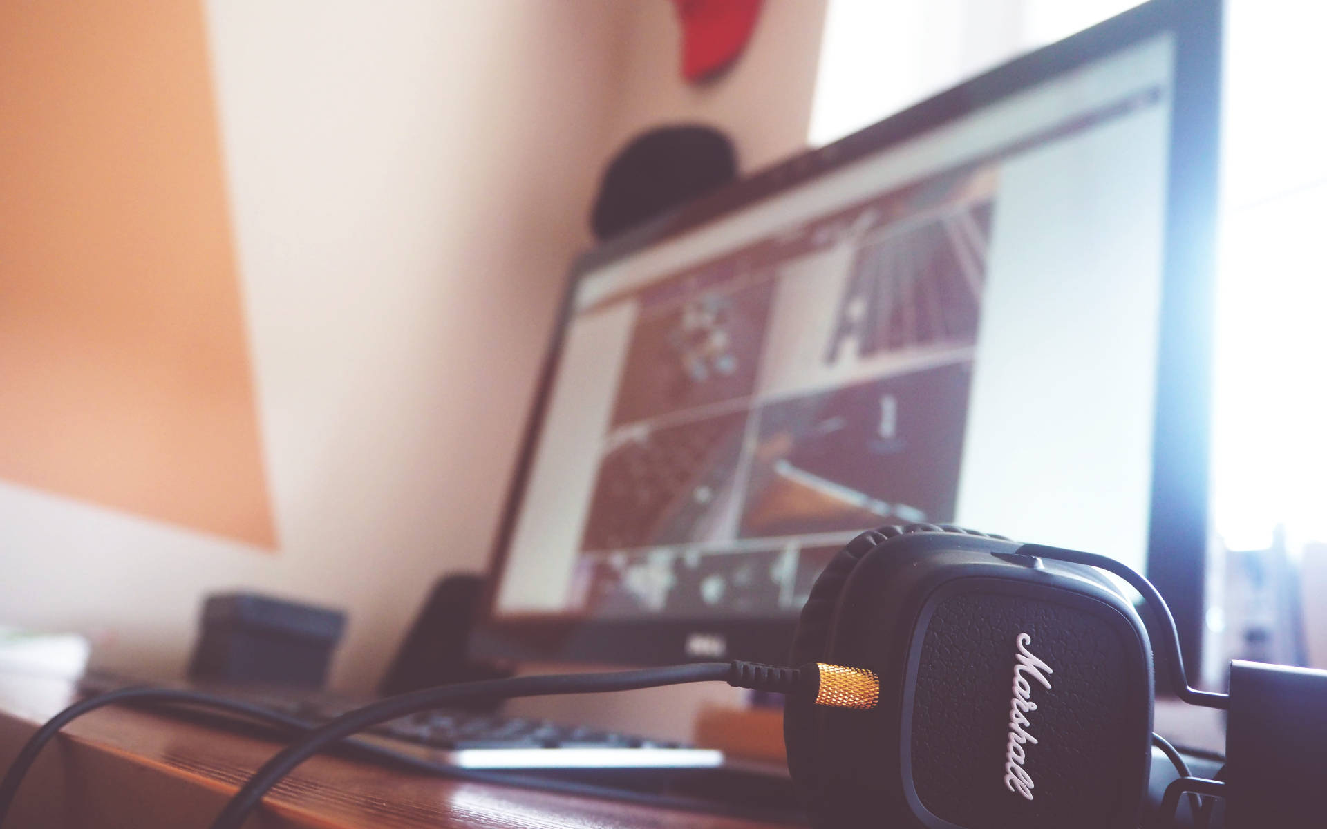 Marshall, black, headphone, Full HD Desktop Wallpaper