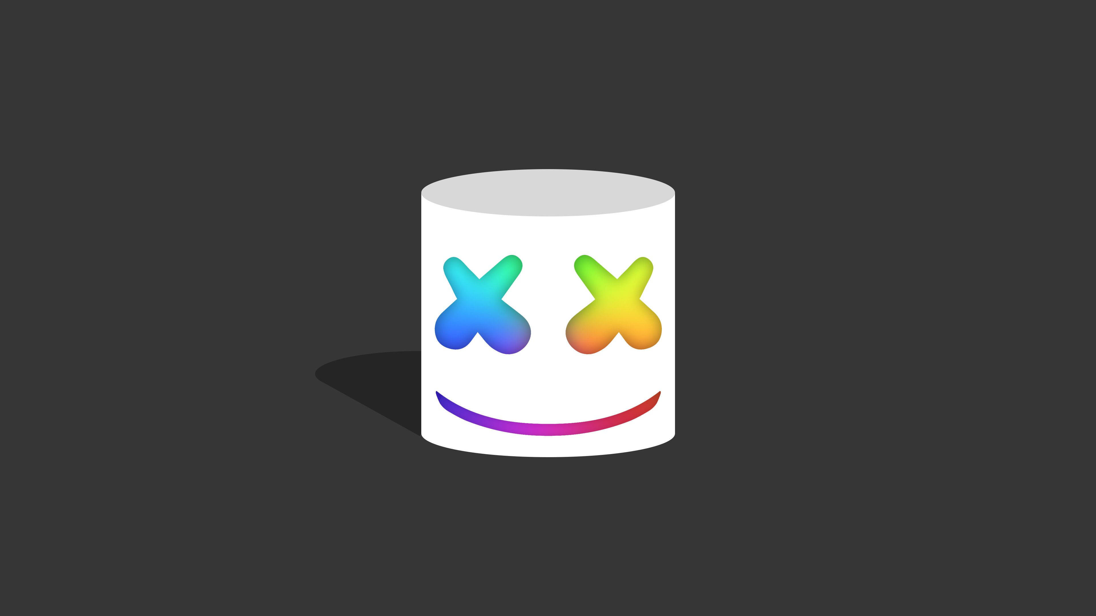 Marshmallow Dj, rainbow mask, white cylindrical marshmallow, 4K Desktop Wallpaper