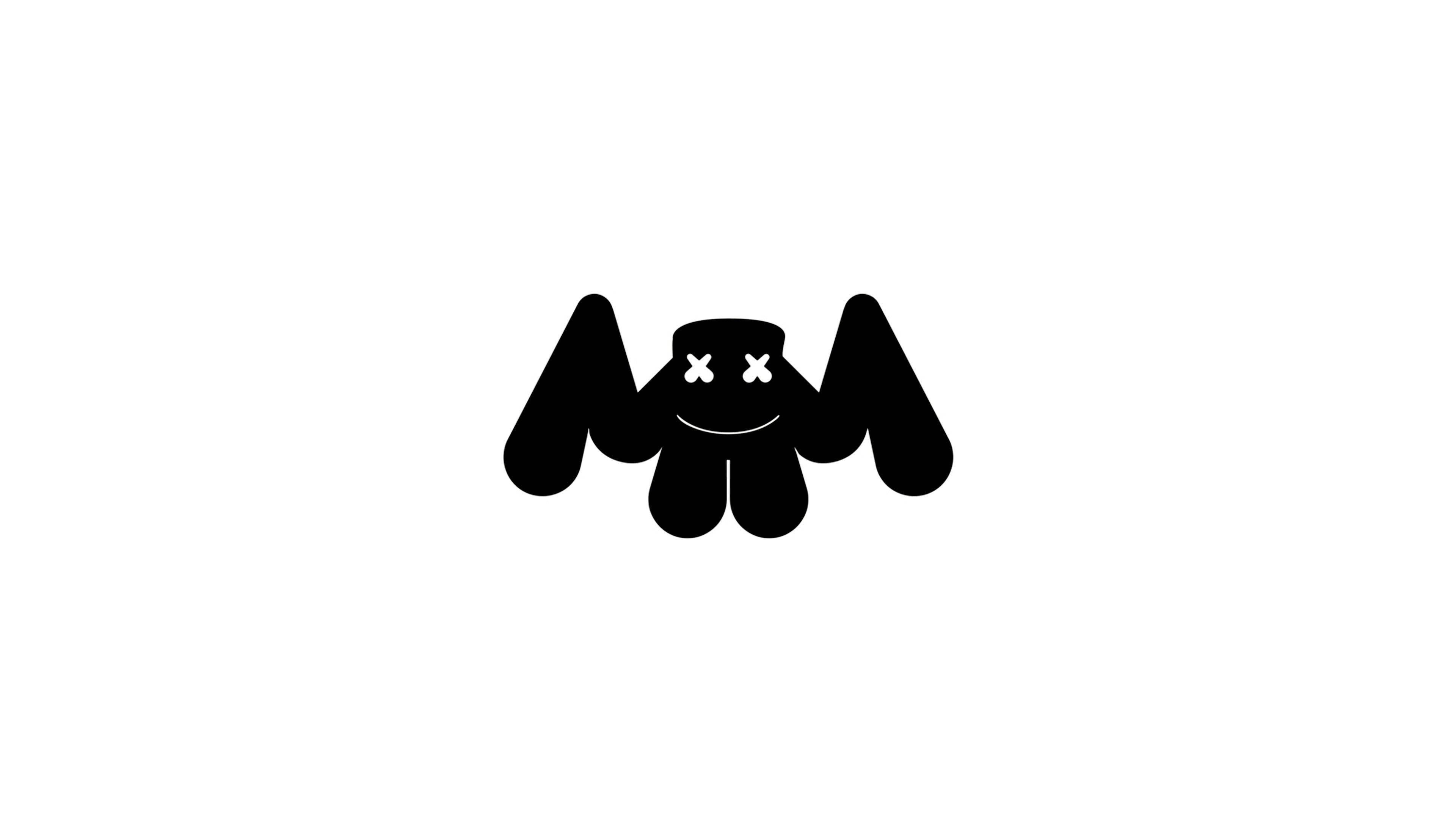Marshmallow Dj, black logo, black bat silhouette, 4K Desktop Wallpaper