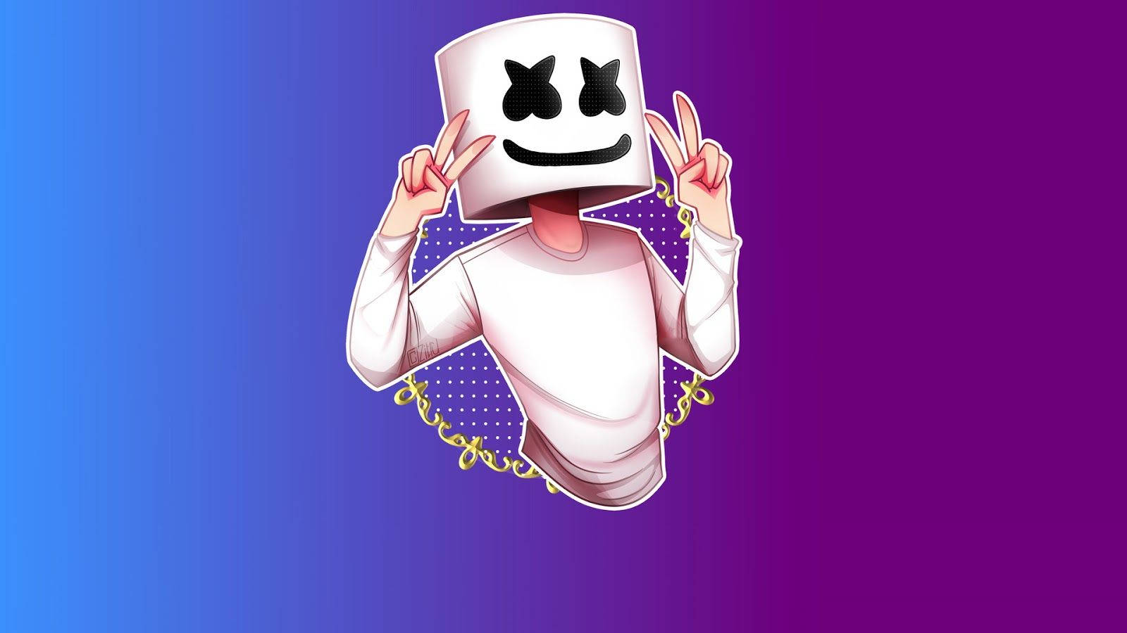 Marshmallow Dj, peace sign, white marshmallow helmet, HD Desktop Wallpaper