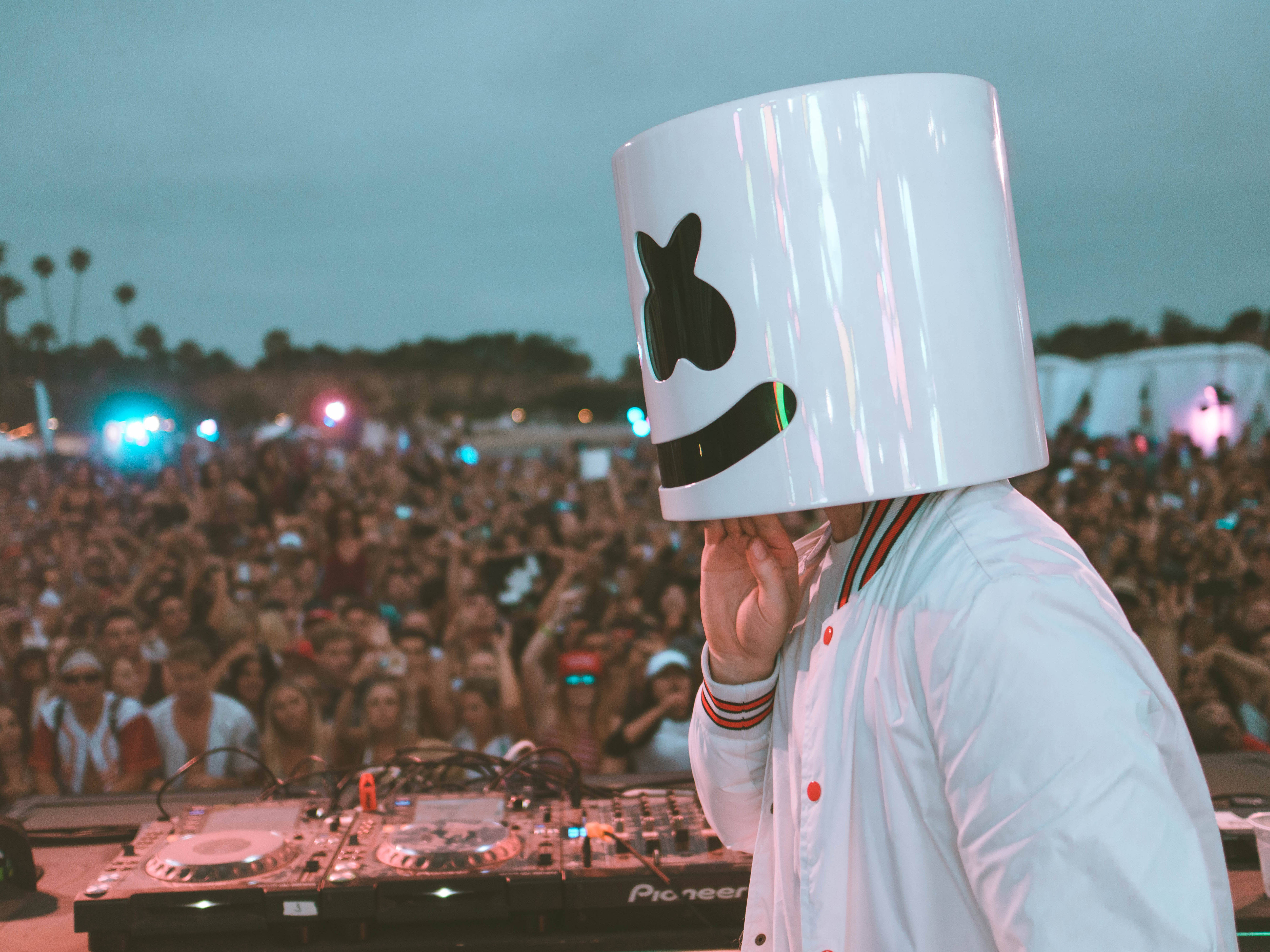 Marshmello, white helmet, dusk, 5K Desktop Wallpaper
