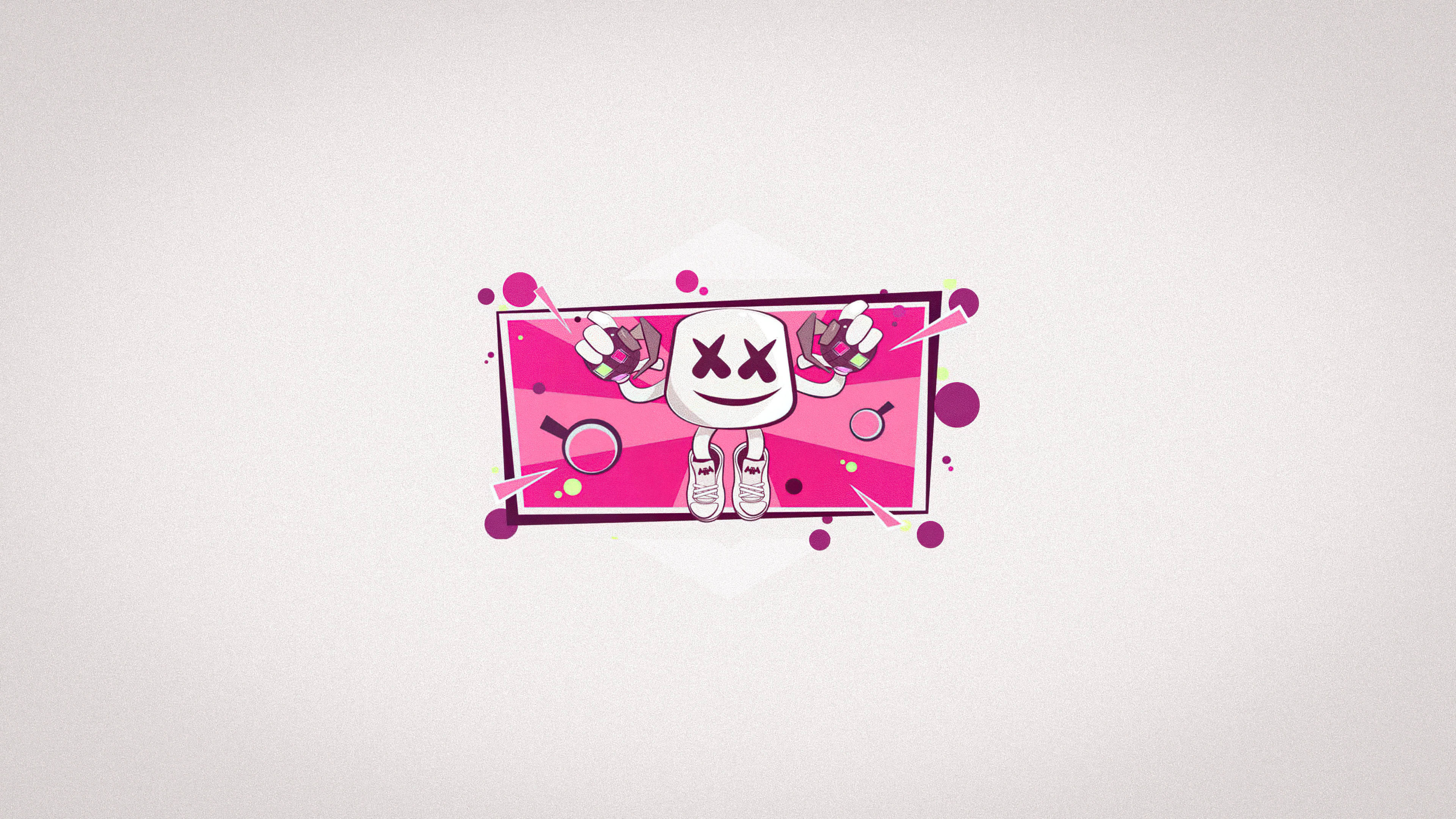 Marshmello, pink and white, X eyes, 4K Desktop Wallpaper