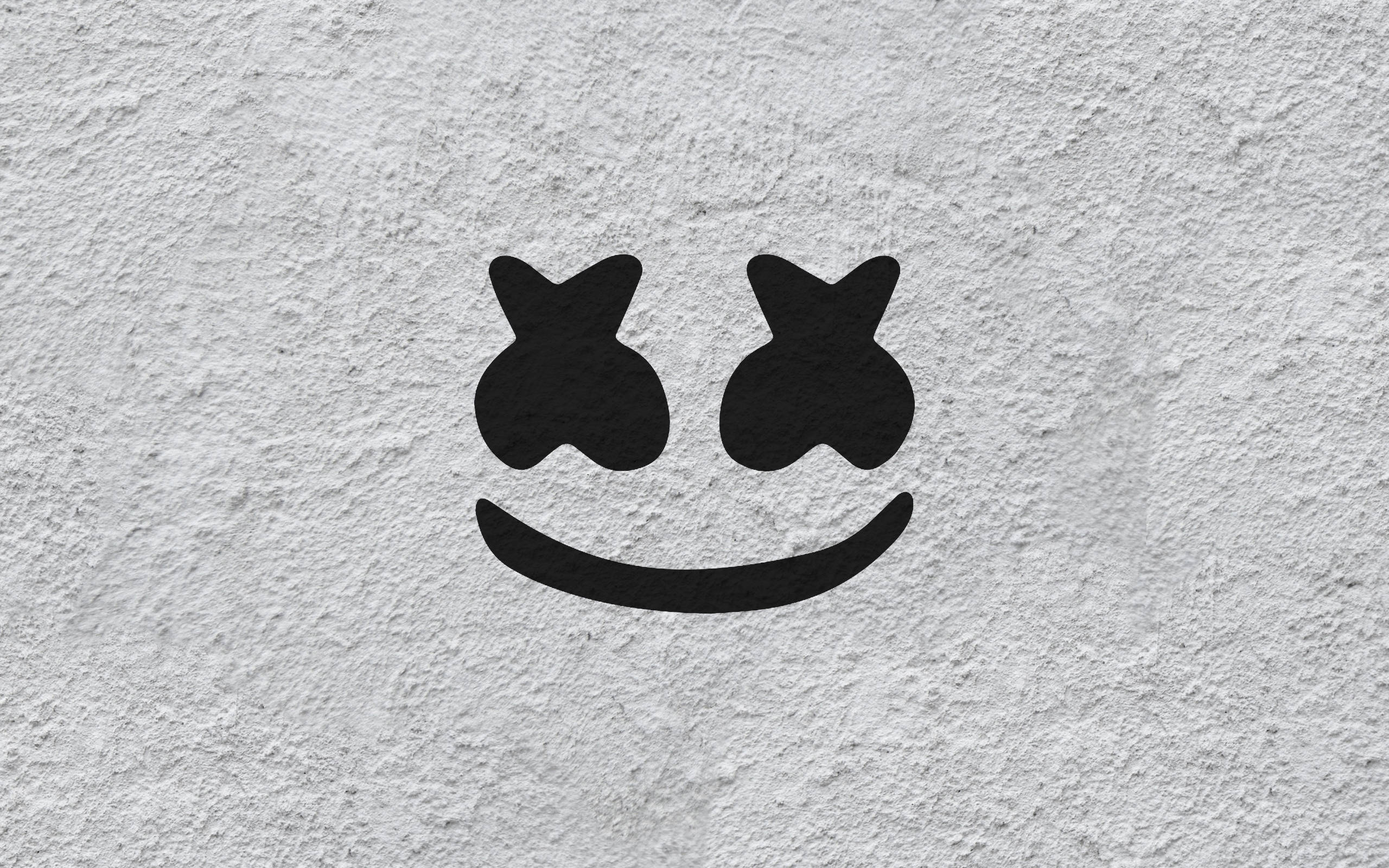 Marshmello, black smiley face, star-shaped eyes, 2K Desktop Wallpaper