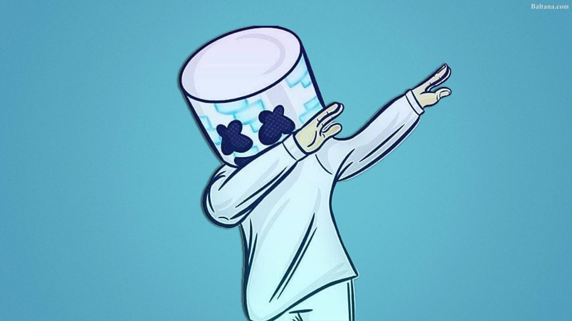 Marshmello, dab, solid blue background, Full HD Desktop Wallpaper