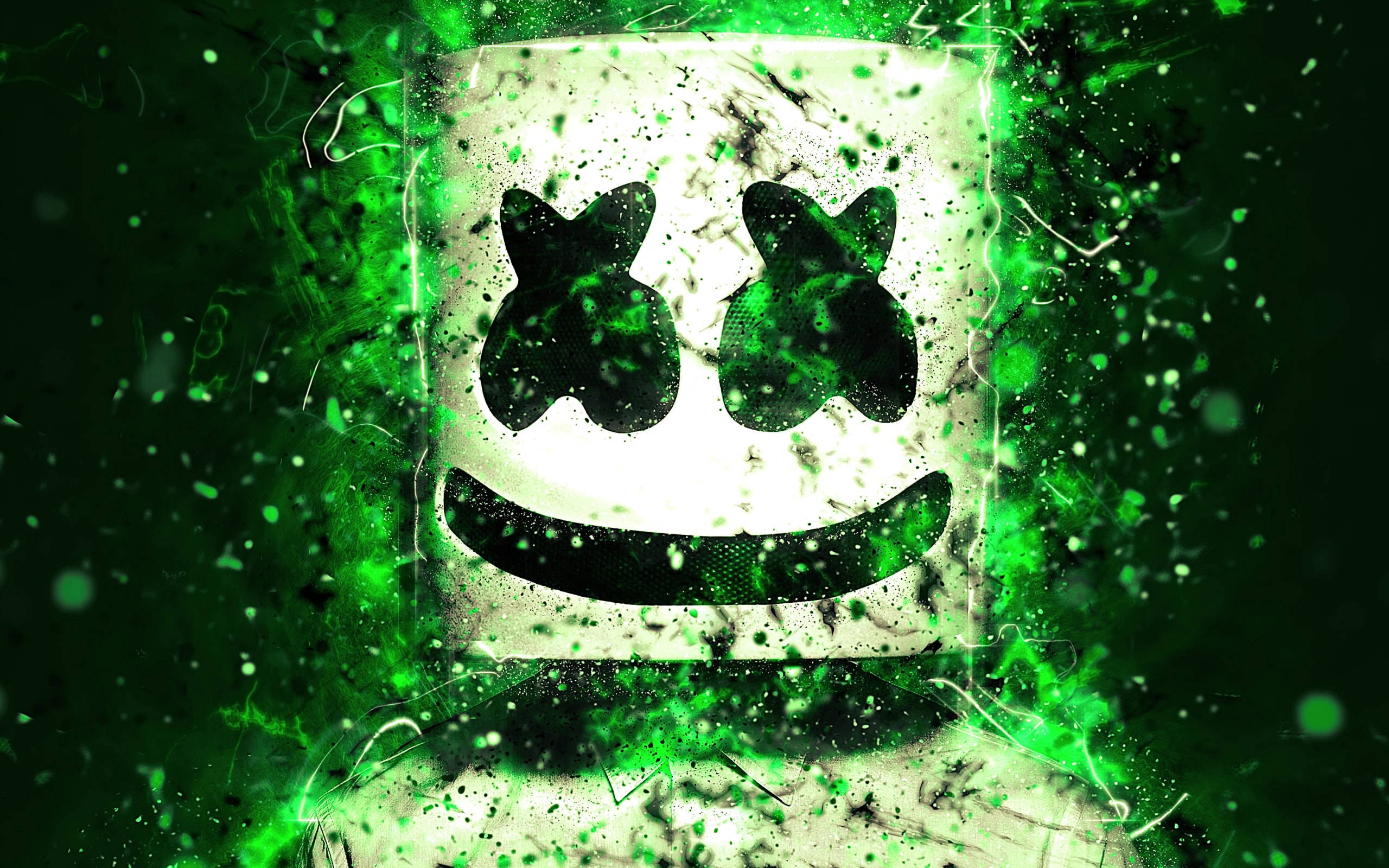 luminescent green, Marshmello, Alone, 2K Desktop Wallpaper