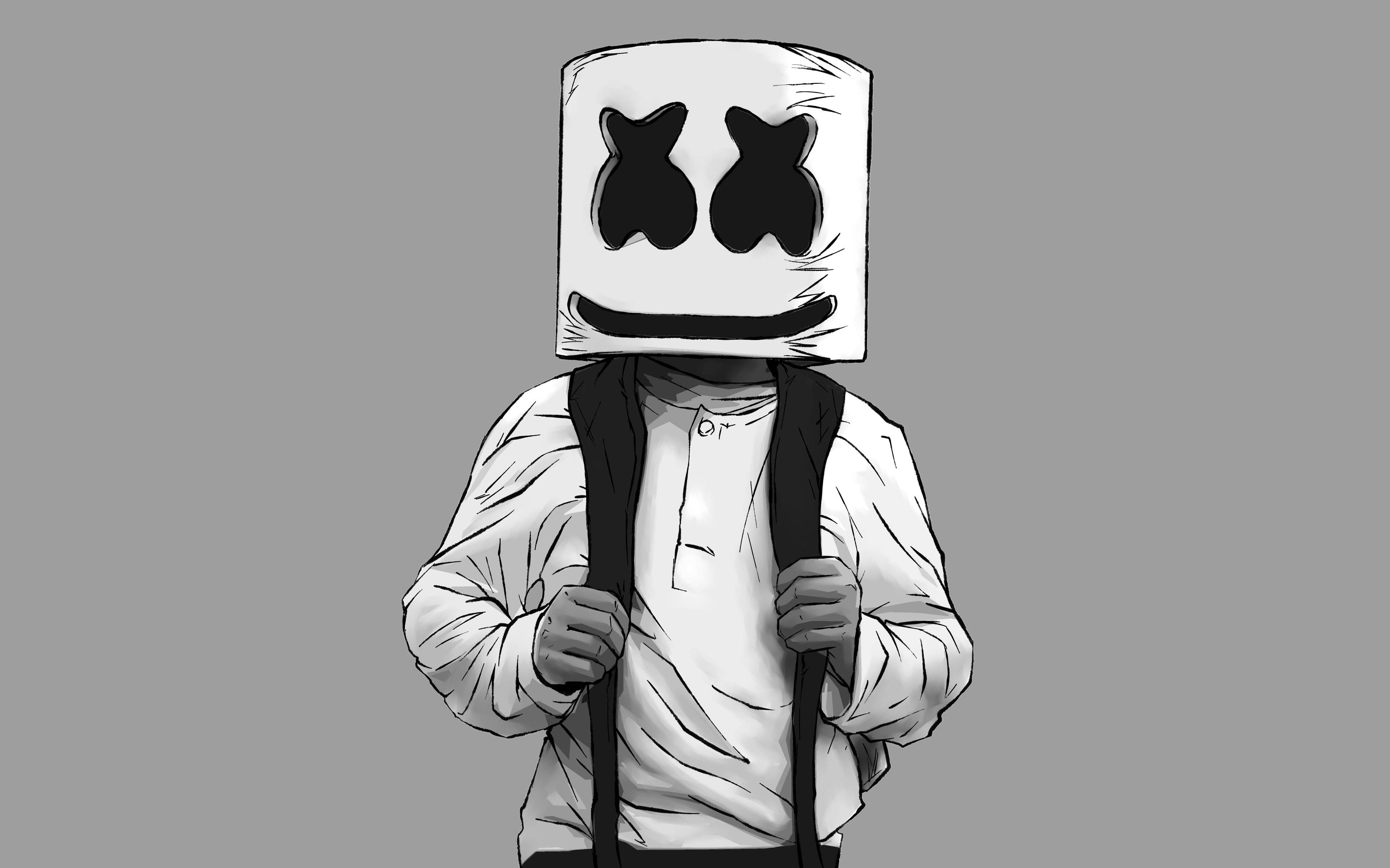 Marshmello, iconic helmet, square marshmallow head, 4K Desktop Wallpaper