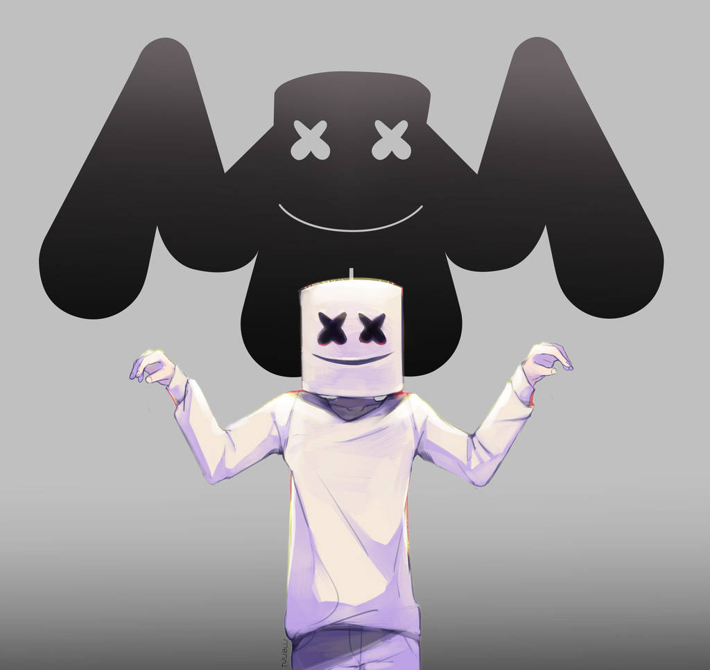 Marshmello, bat logo, white marshmallow head, SD Desktop Wallpaper