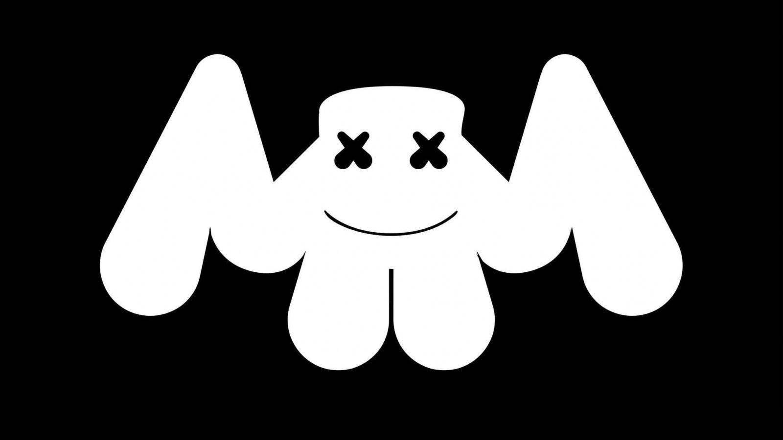 Marshmello, bat logo, white cartoon bat, HD Desktop Wallpaper