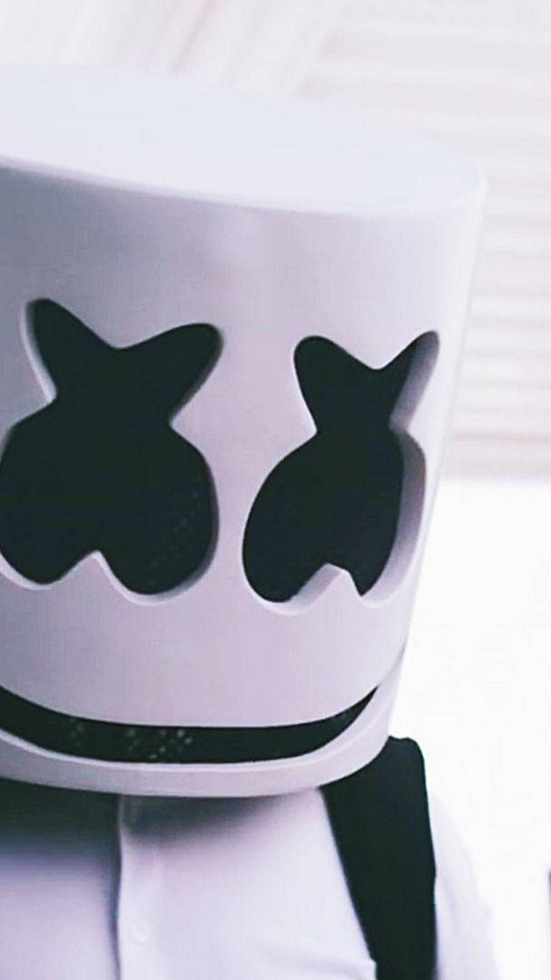 Marshmello, white Marshmello helmet, black eye and mouth cutouts, Full HD Phone Wallpaper