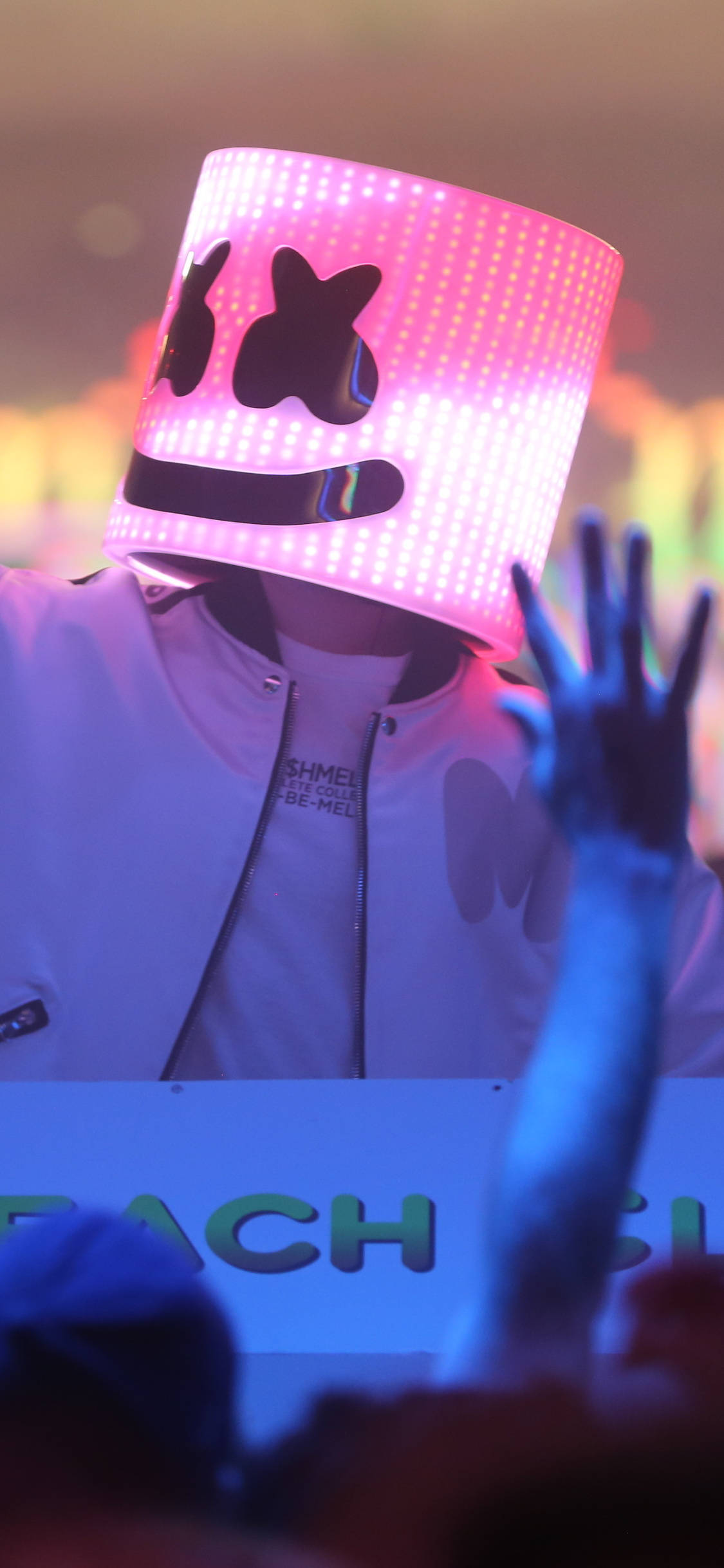 Pink Light Helmet, Marshmello, glowing pink LED, Full HD Phone Wallpaper
