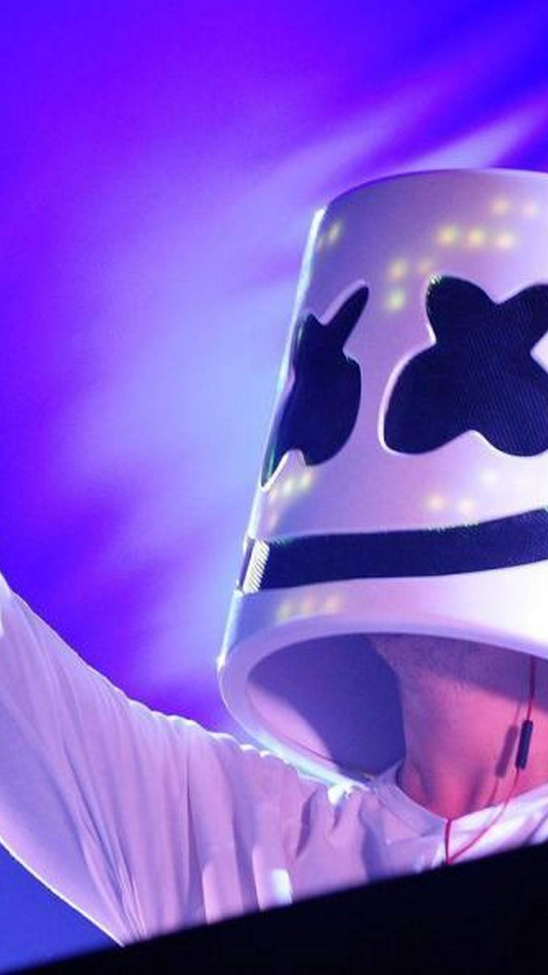 Marshmello, glowing white helmet, black X's, Full HD Phone Wallpaper