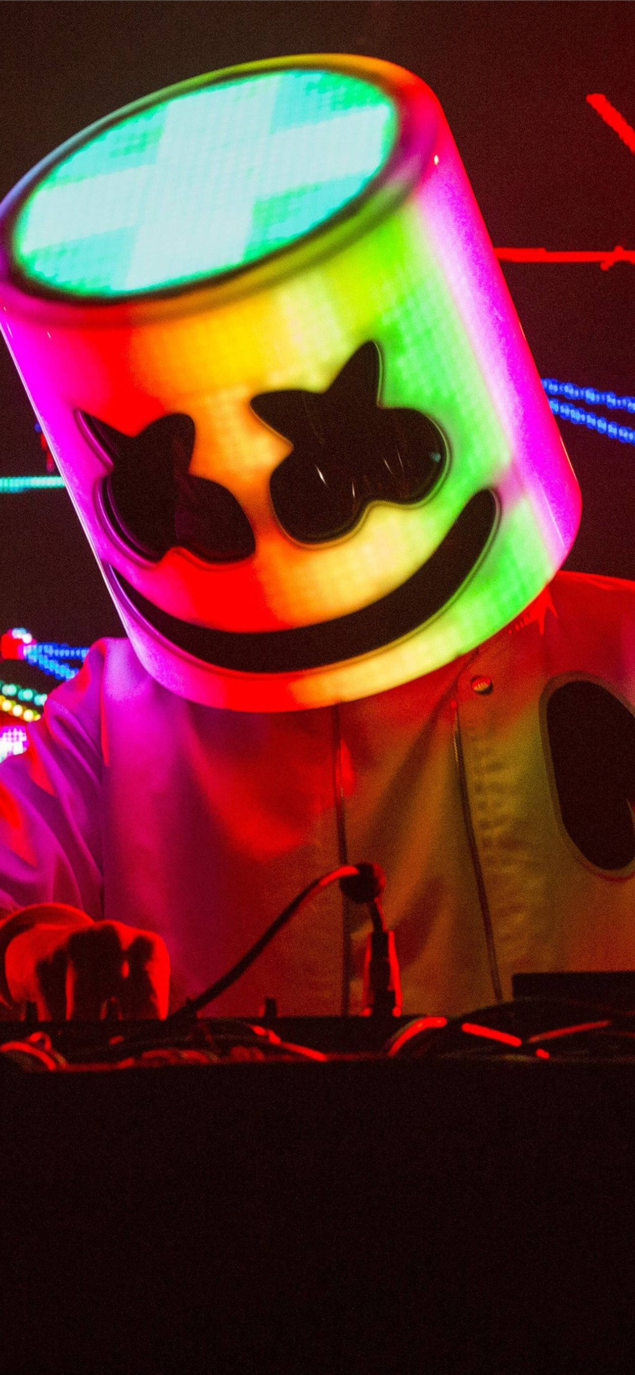 Rainbow-Colored Helmet, Marshmello, glowing rainbow marshmallow helmet, 2K Phone Wallpaper