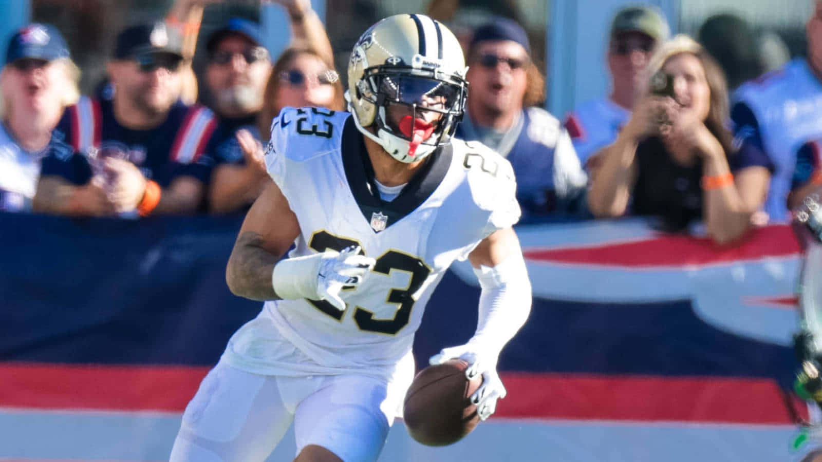 Marshon Lattimore, white uniform, football player, HD Desktop Wallpaper