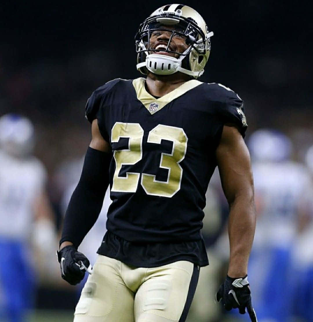 Marshon Lattimore, number 23, black and gold uniform, SD Phone Wallpaper