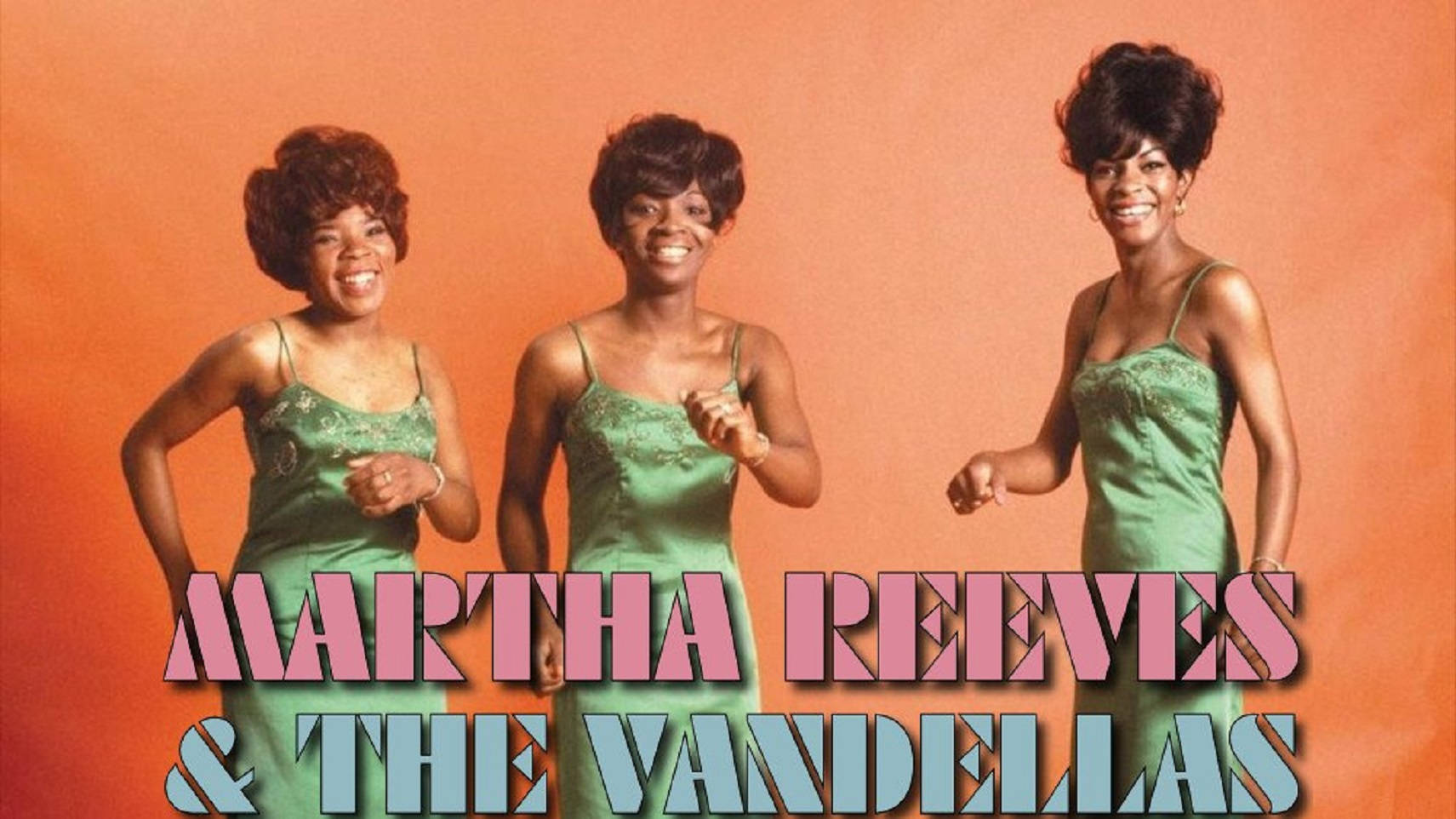 Martha And The Vandellas, green dresses, warm orange backdrop, HD Desktop Wallpaper