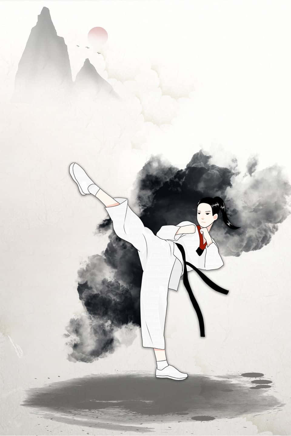martial arts uniform, white uniform, high kick, HD Phone Wallpaper