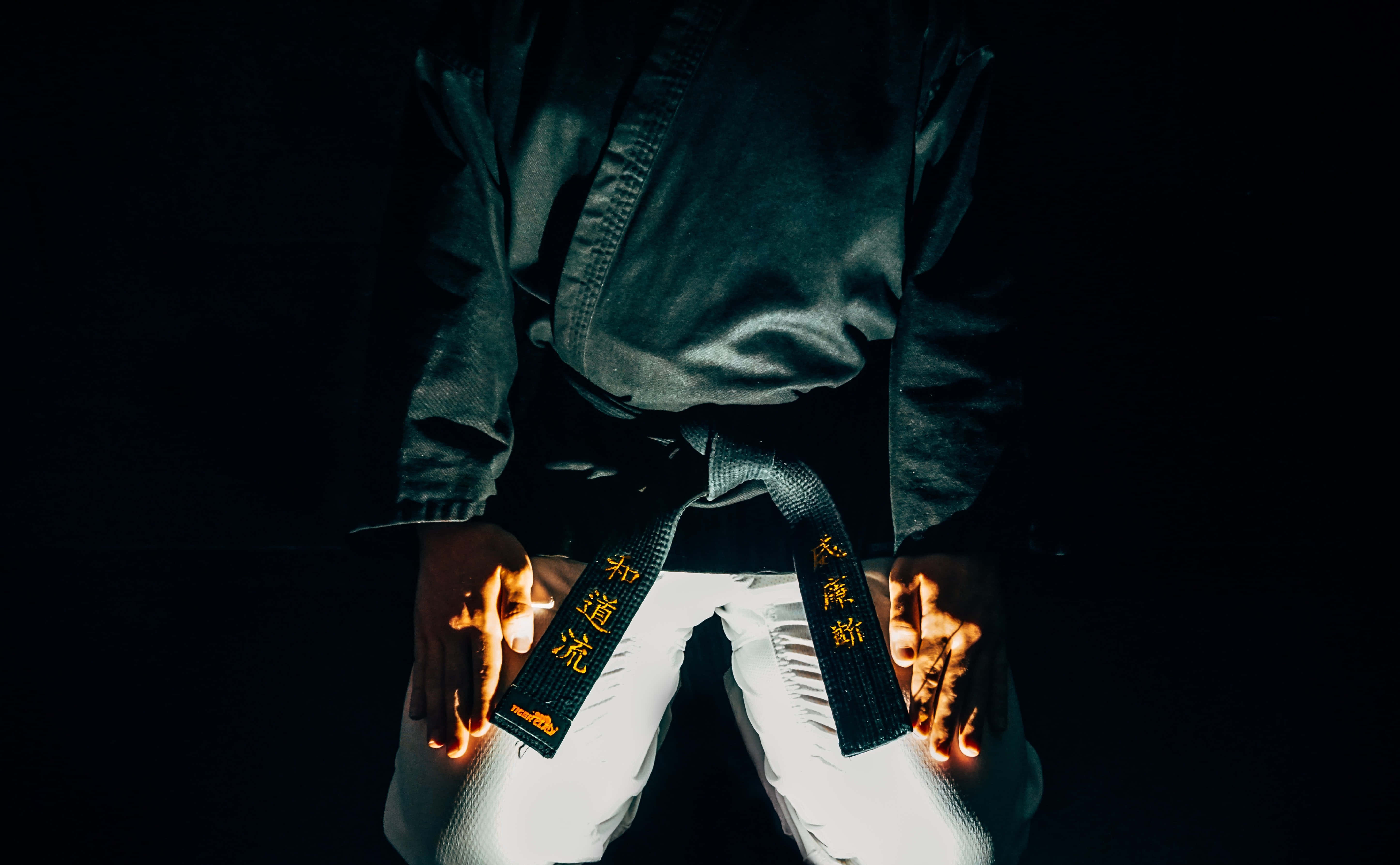 martial arts uniform, dark gi, black belt, 5K Desktop Wallpaper
