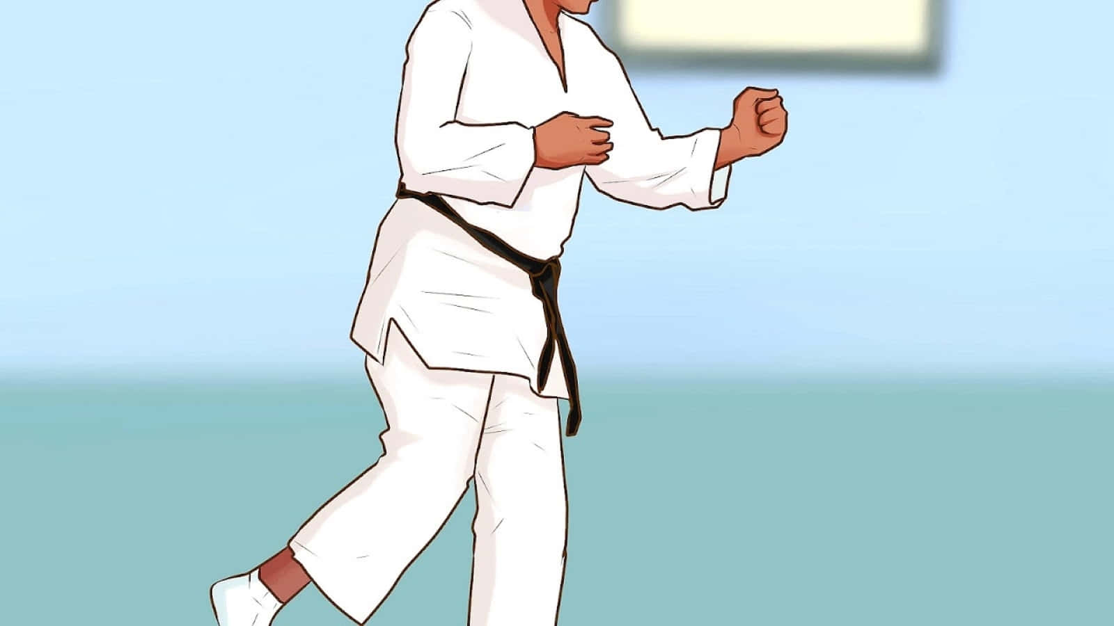 white karate gi, black belt, dynamic martial arts pose, HD Desktop Wallpaper