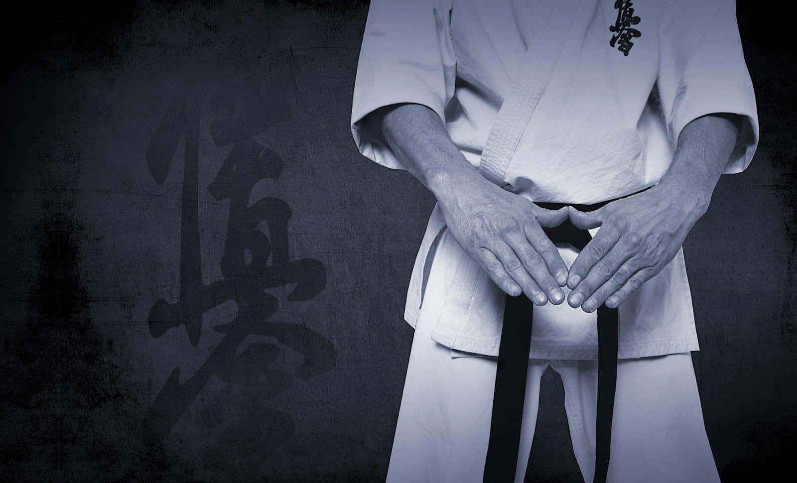 white gi, black belt, dark wall, HD Desktop Wallpaper