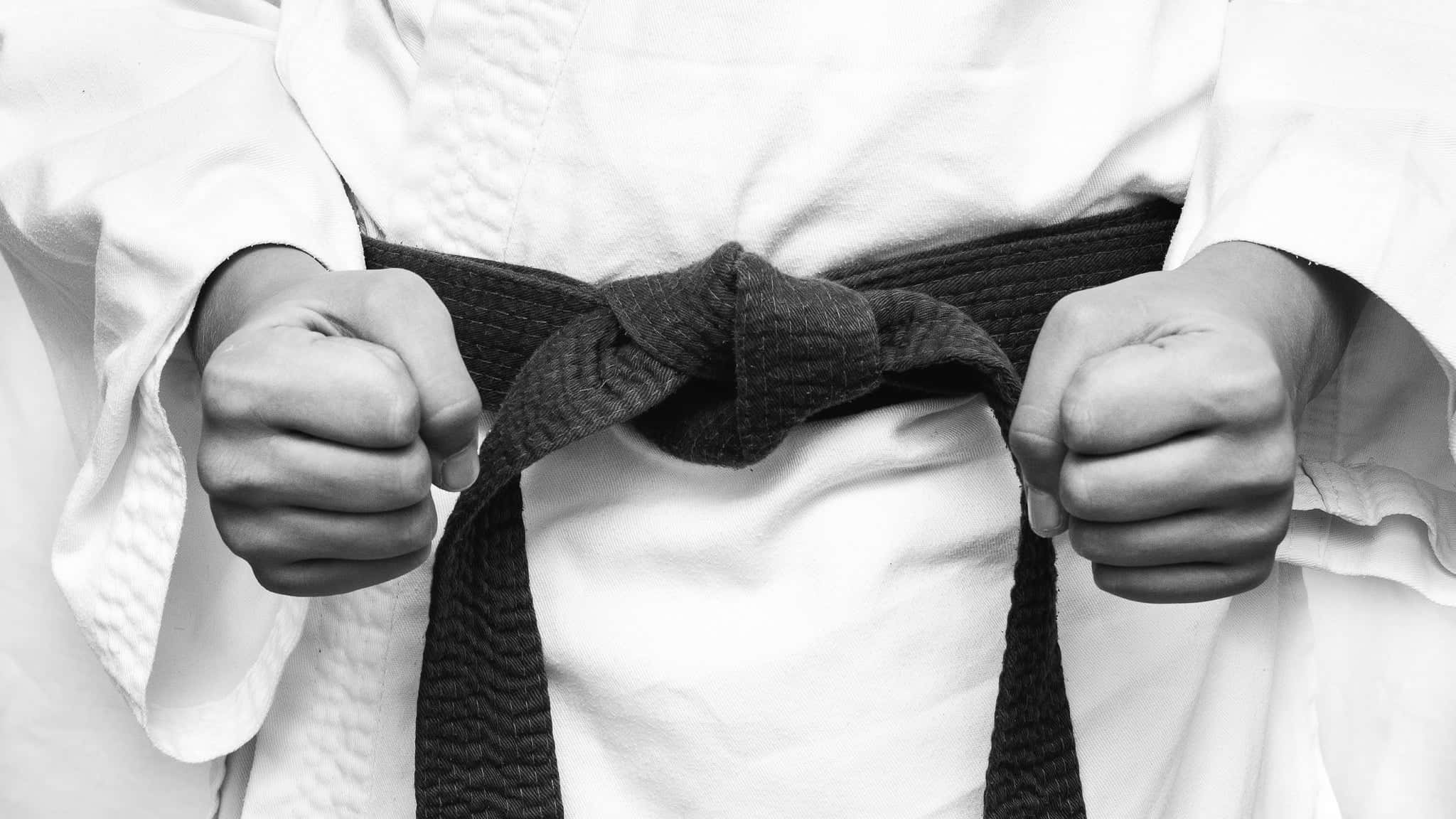 martial arts uniform, black belt, white gi, Full HD Desktop Wallpaper