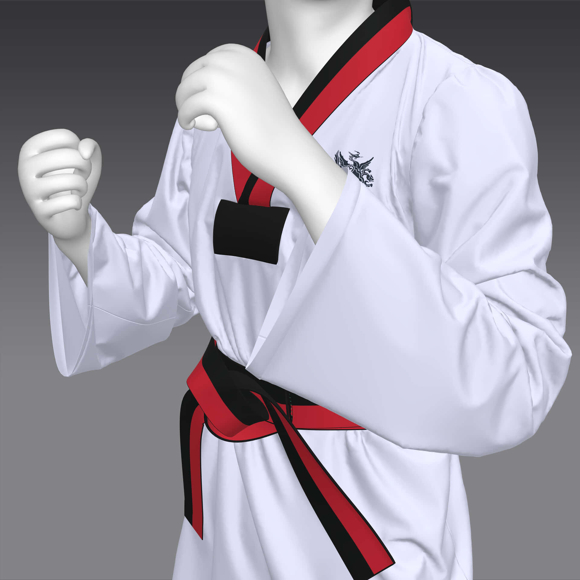 taekwondo uniform, white taekwondo uniform, red and black belt, Full HD Desktop Wallpaper
