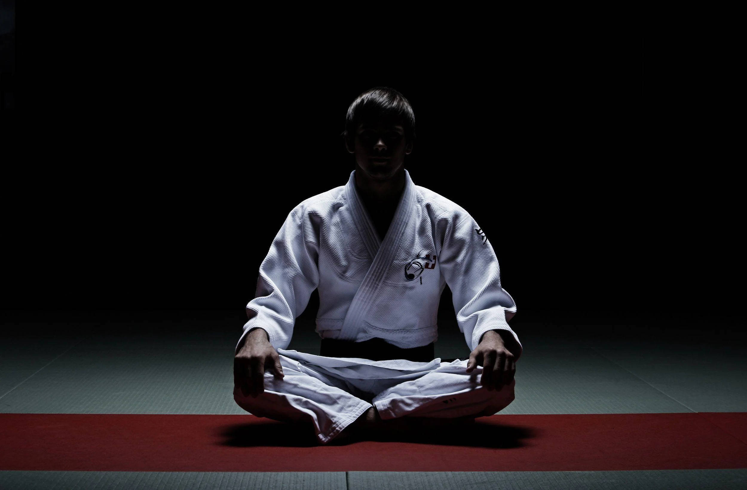 judo, white gi, red and gray mat, Full HD Desktop Wallpaper