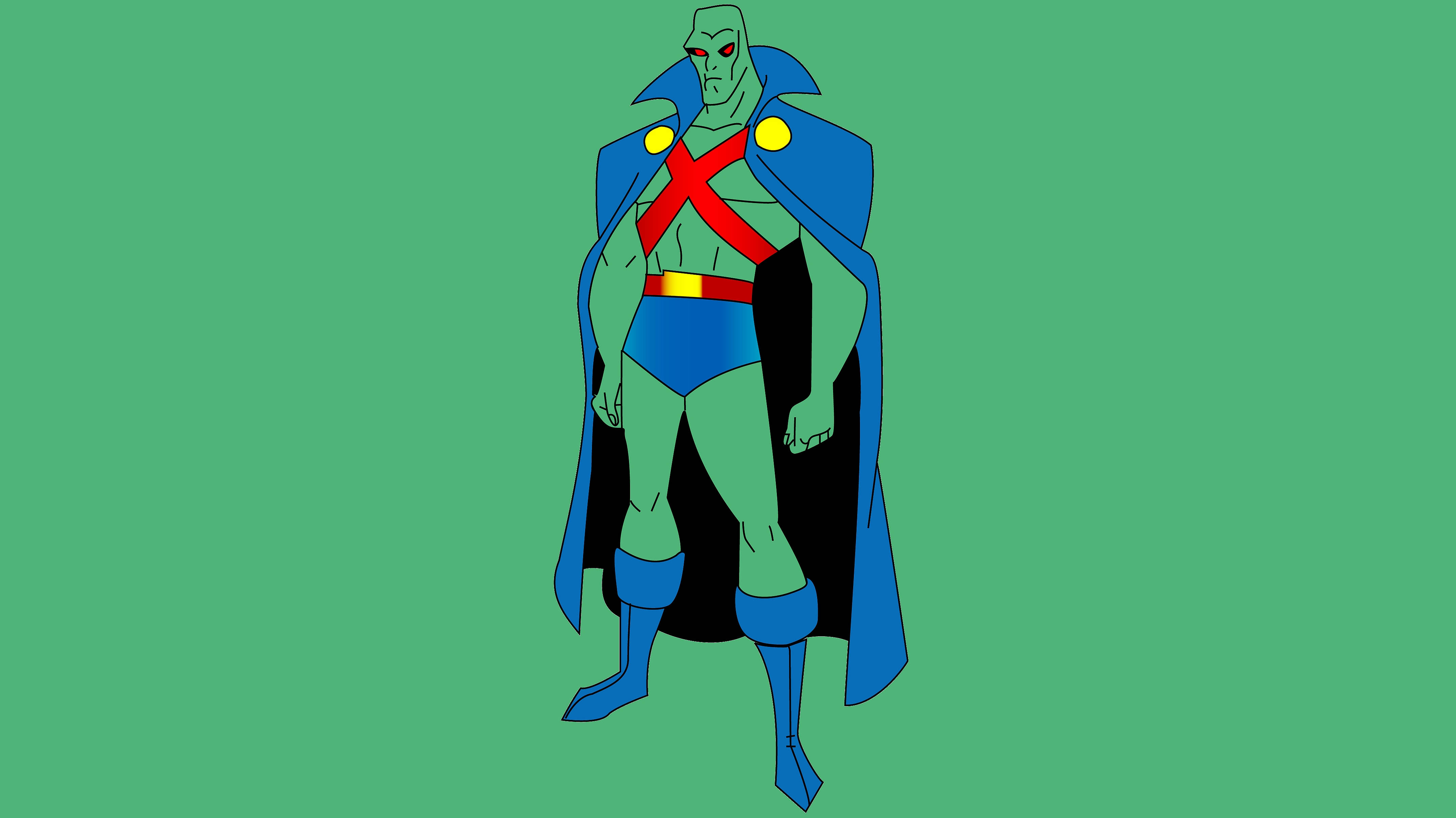 Martian Manhunter, green-skinned, red eyes, 4K Desktop Wallpaper