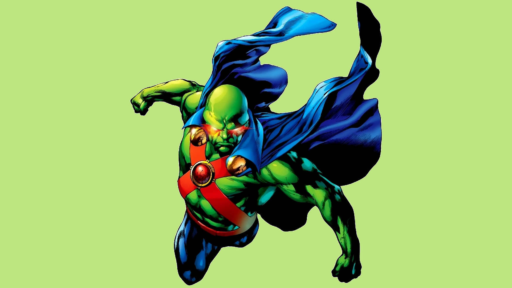 Martian Manhunter, green-skinned, red eyes, HD Desktop Wallpaper