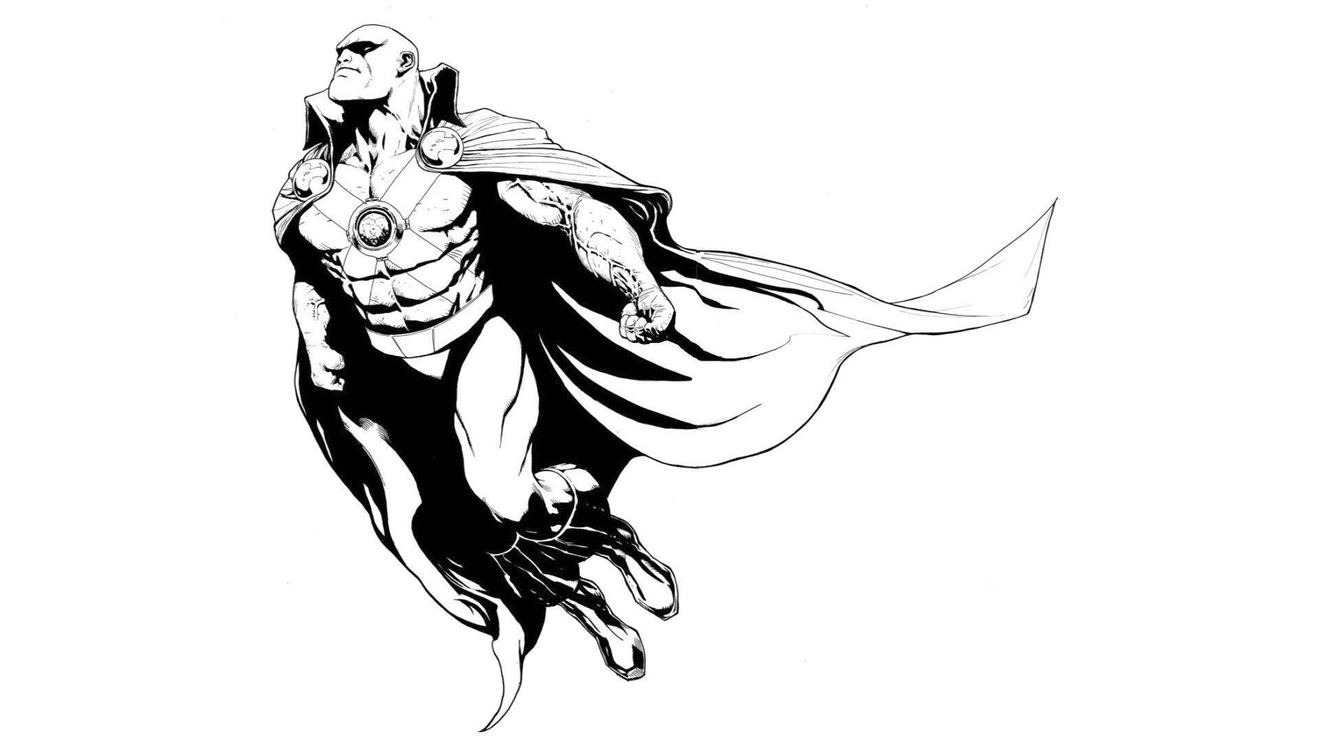 Martian Manhunter, black and white, bald superhero, Full HD Desktop Wallpaper